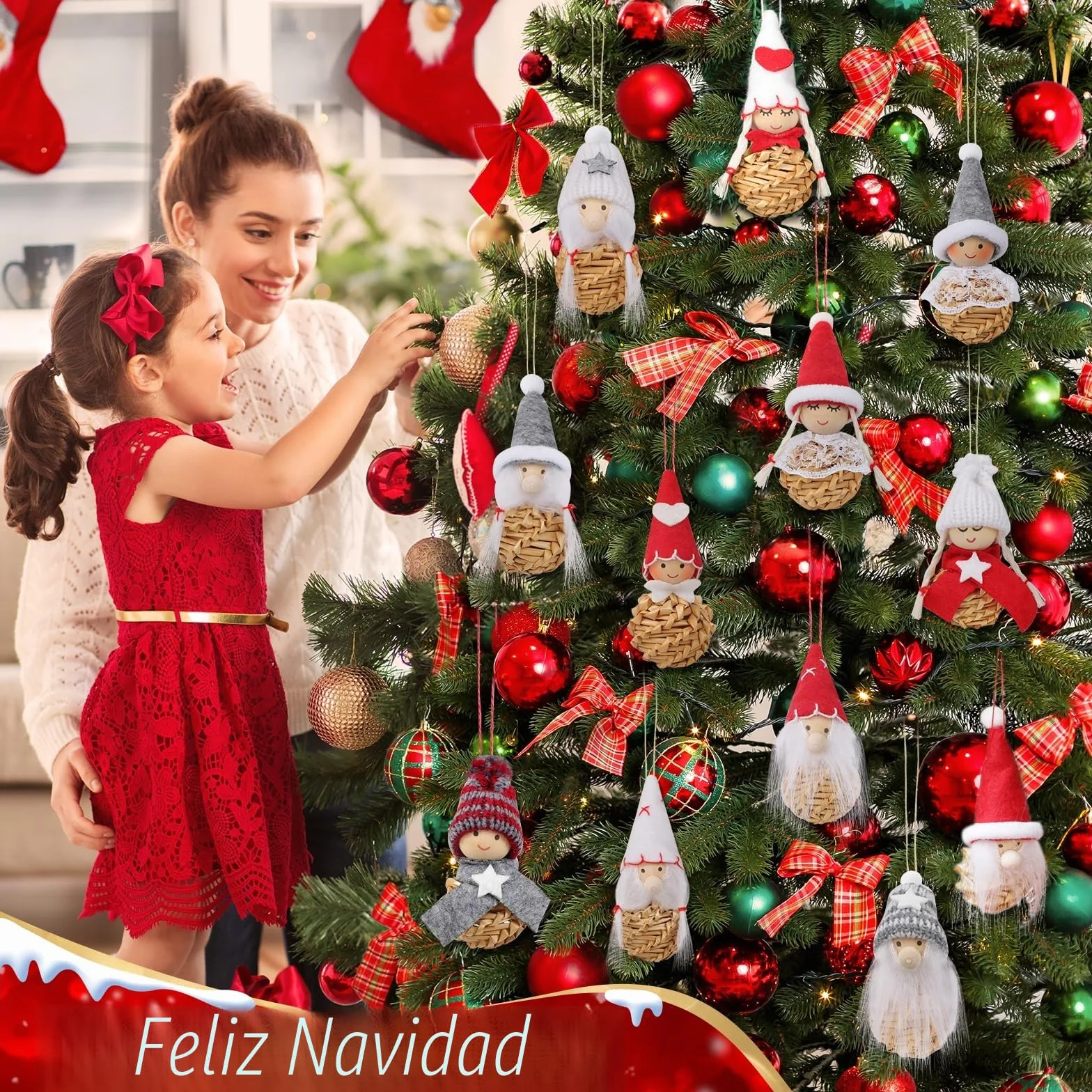 Decoracion Navidad Arbol, Gnomo Adornos Navidad Decoración Originales 2026, 12 Piezas Angeles Figuras Christmas Tree Decorations, Enfeites Decoração de Natal, Detalles Navideños para Regalar