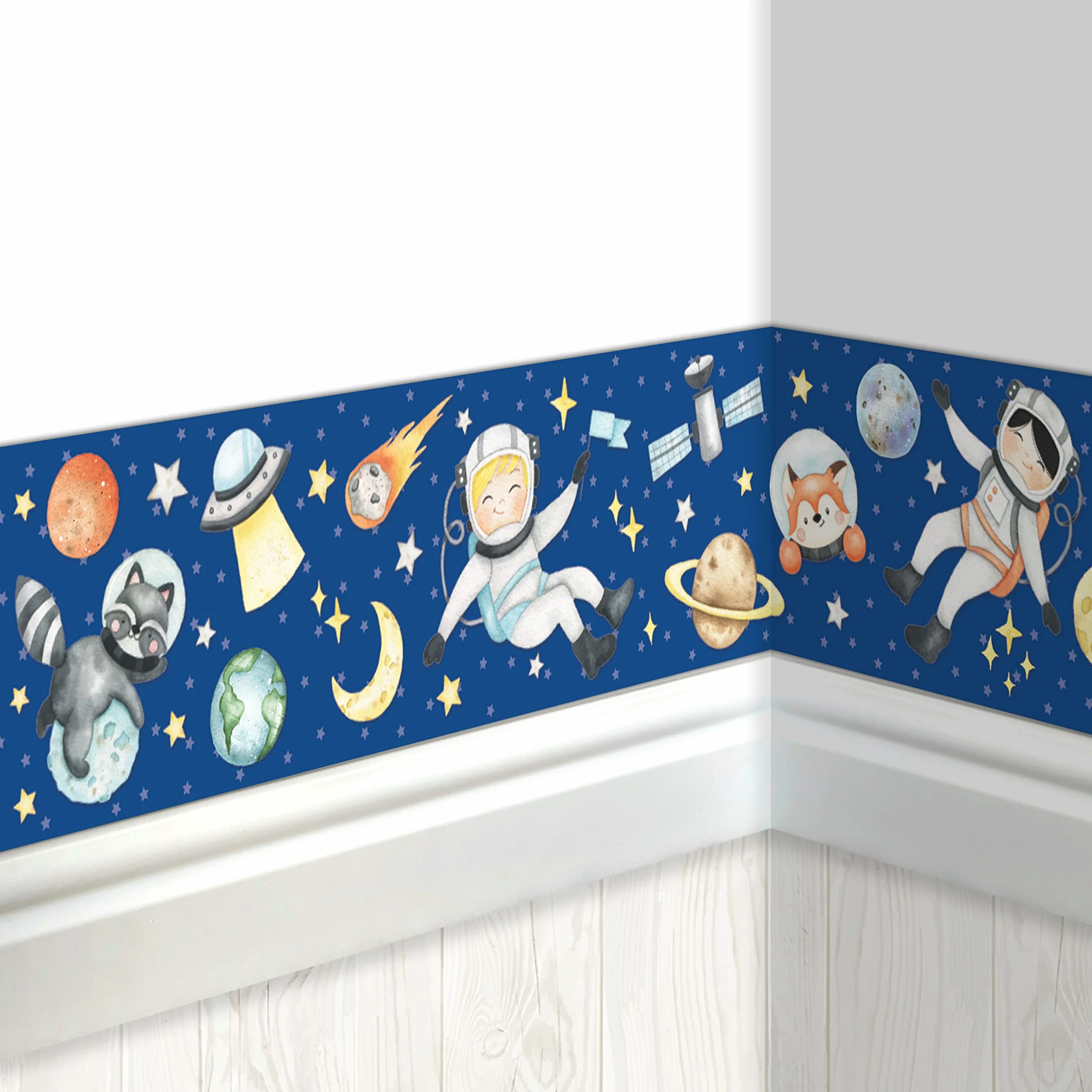 Papierdrachen Frontera Infantil Astronauta | Frontera Habitación Infantil | Papel Pintado para Niños | Embellecer Paredes y Habitaciones Temáticas | Decoración de Paredes para Niños y Niñas - Set 5