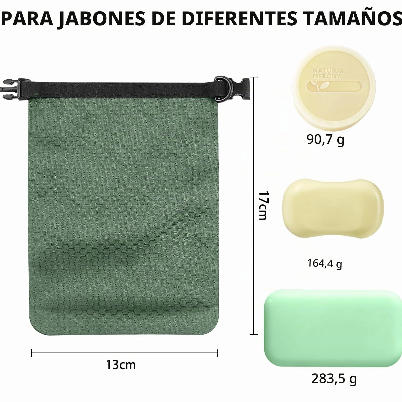 Contenedor de Jabón de Viaje Bolsa de Jabón Jabonera a Prueba de Fugas con Bolsa de Malla para Enjabonar y Gancho Jabonera de Secado Rápido Adecuado para Acampar y Actividades al Aire Libre (Verde)