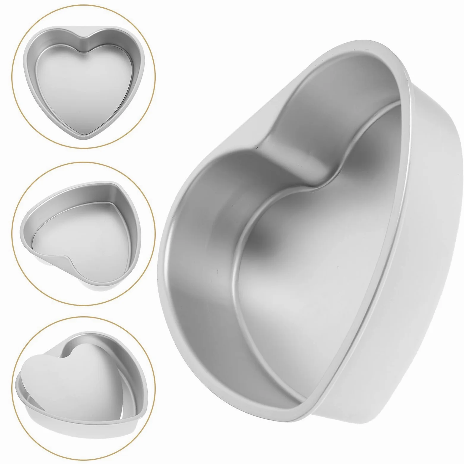 Toyvian Molde Creativo para Pasteles Forma de Corazón de Aleación de Aluminio, Superficie Lisa, Adecuado para Hornear Tartas de Cumpleaños y Repostería