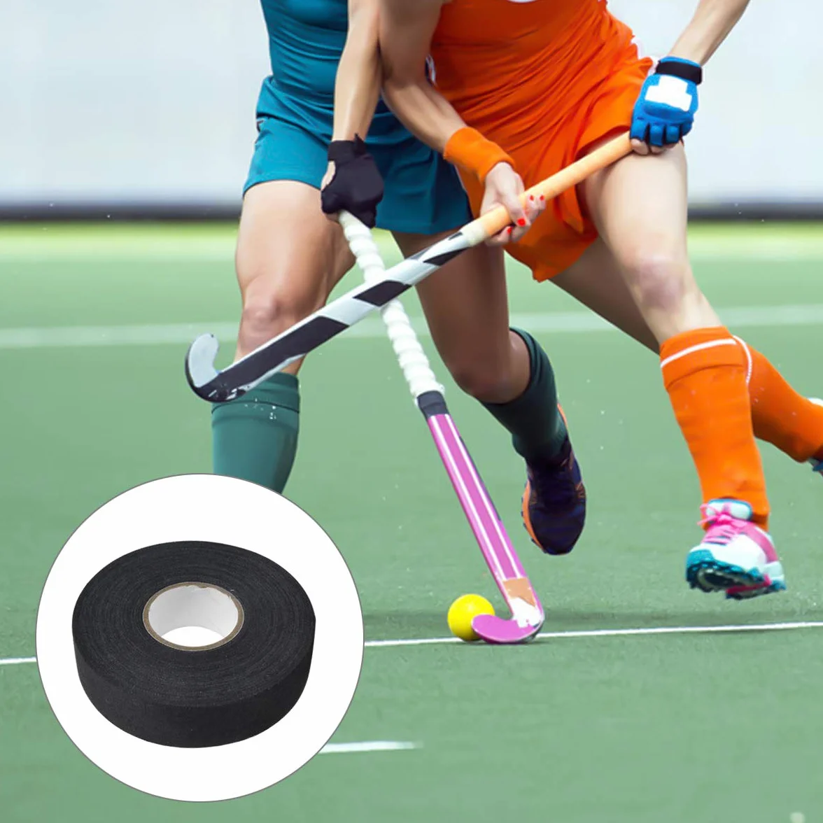 Cinta de Hockey 2 Rollos 2,5cm x 25m Autoadhesiva Antideslizante para Stick, Raqueta, Tenis, Golf, Bádminton