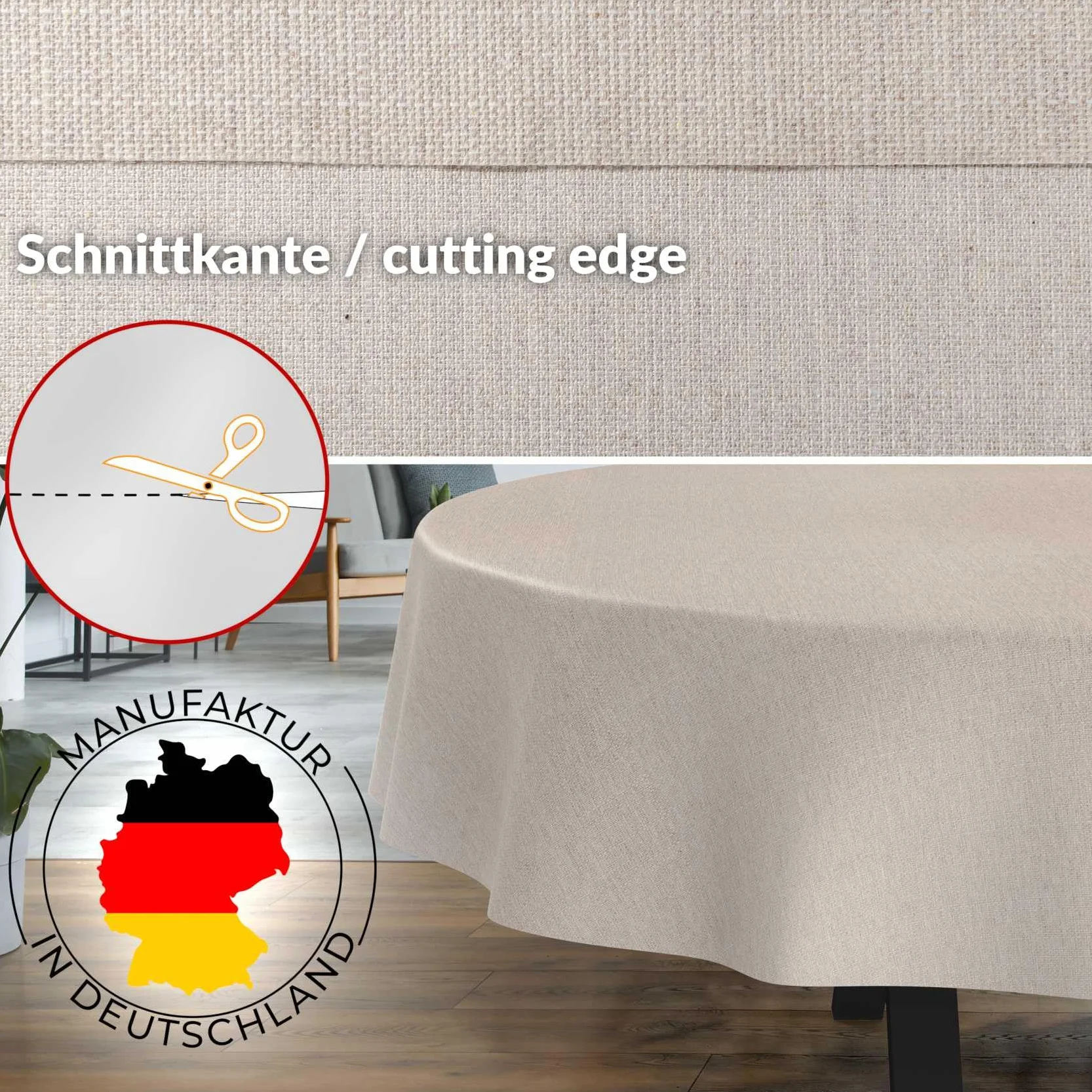 Mantel Textil de algodón y poliéster, Lavable, diseño de Damasco, Tejido Jacquard, Lavable, Beige, Gris, Ovalado, 180 x 140 cm, Borde de Corte