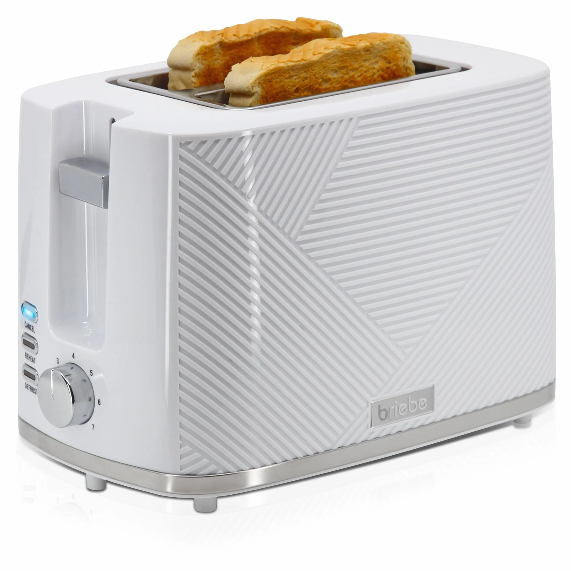 briebe Elegance Set Tostadora Pan Ranura Ancha 2 Rebanadas, 7 Niveles Tostado + Hervidor Agua Eléctrico 1,7L Inalámbrico, 2200W Ebullición Rápida, Libre BPA, Pack Desayuno Diseño Moderno Blanco