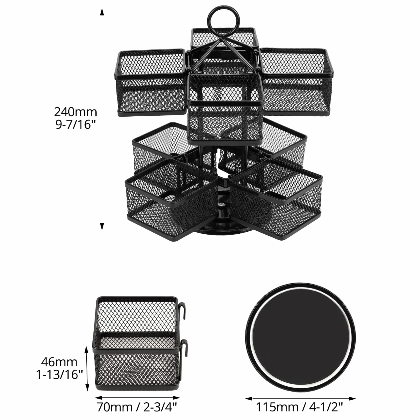 QWORK® Soporte metálico para bolsitas, caja de té giratoria para hasta 96 bolsitas de té