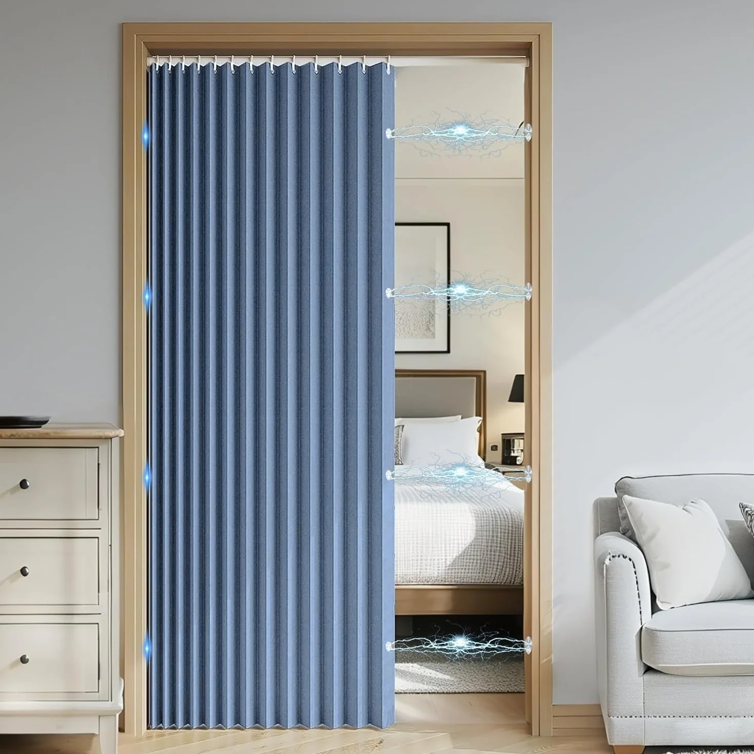 Cortina de ducha impermeable de lino personalizada, resistente al moho, color azul mezclilla, 80 x 200 cm, perfecta para decoración de baño y dormitorio, elegante y de fácil cuidado