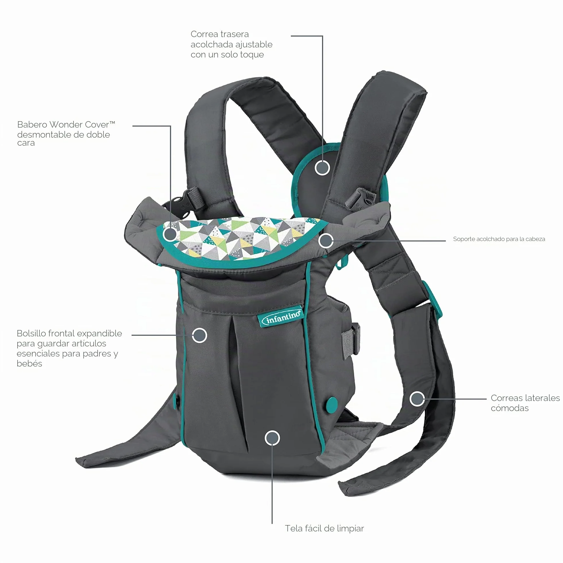 Infantino Swift Classic Mochila Portabebé 2-en-1, Gris, 3,18–11,79 kg