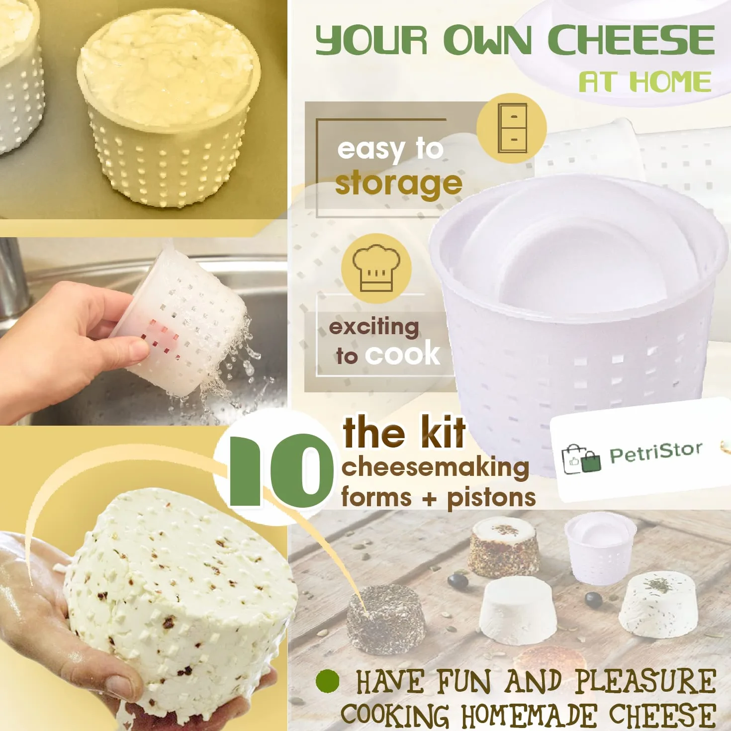 Moldes de queso pequeño Kit cesta para hacer queso cheddar 300 ml