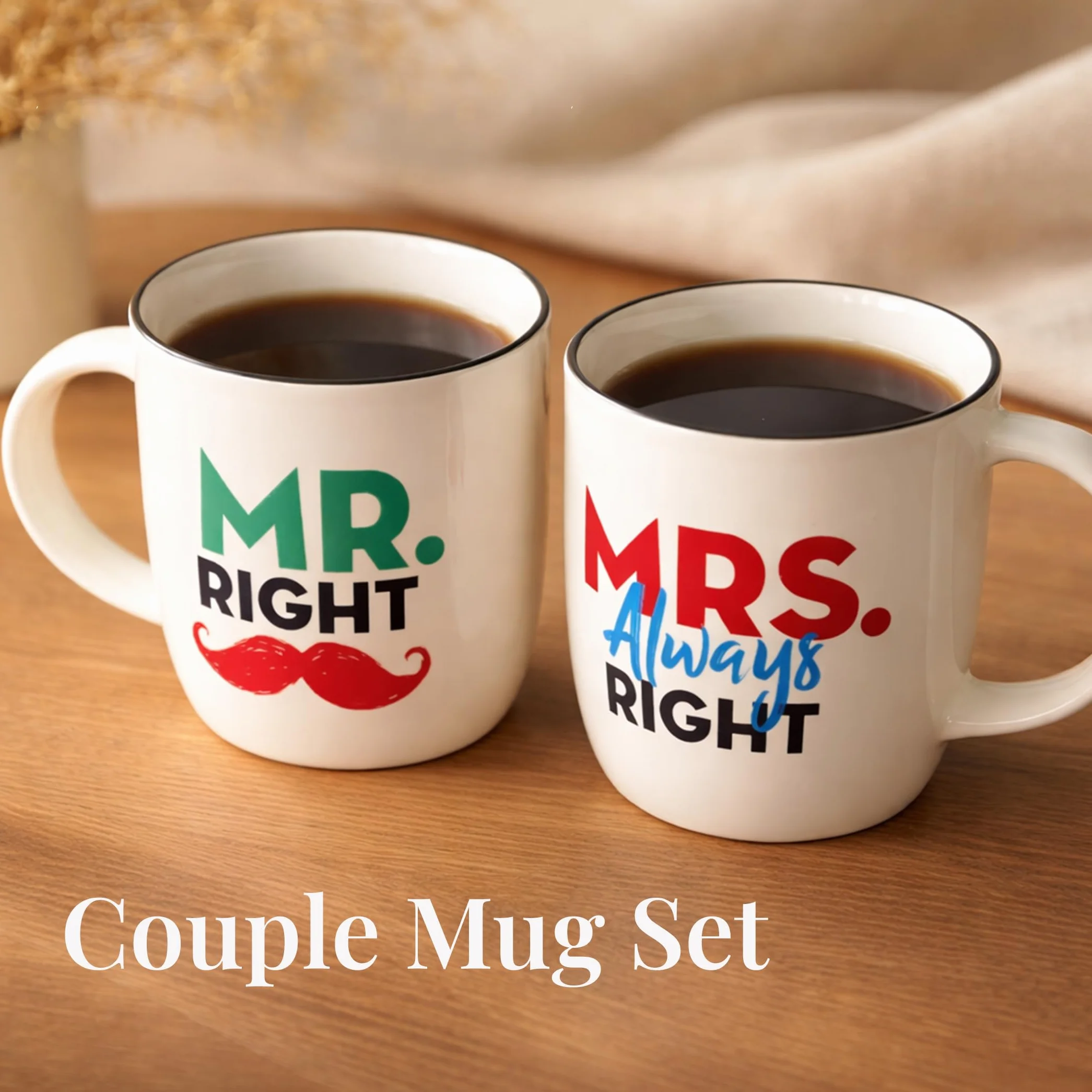 Gifffted Duo Mr Right Et Mrs Always Right, Taza Original Idea Regalo Cumpleaños Boda Para Pareja, Mujer, Hombre, Amigos, Amante Ella, Él, Noel, Cafe, Taza Humor