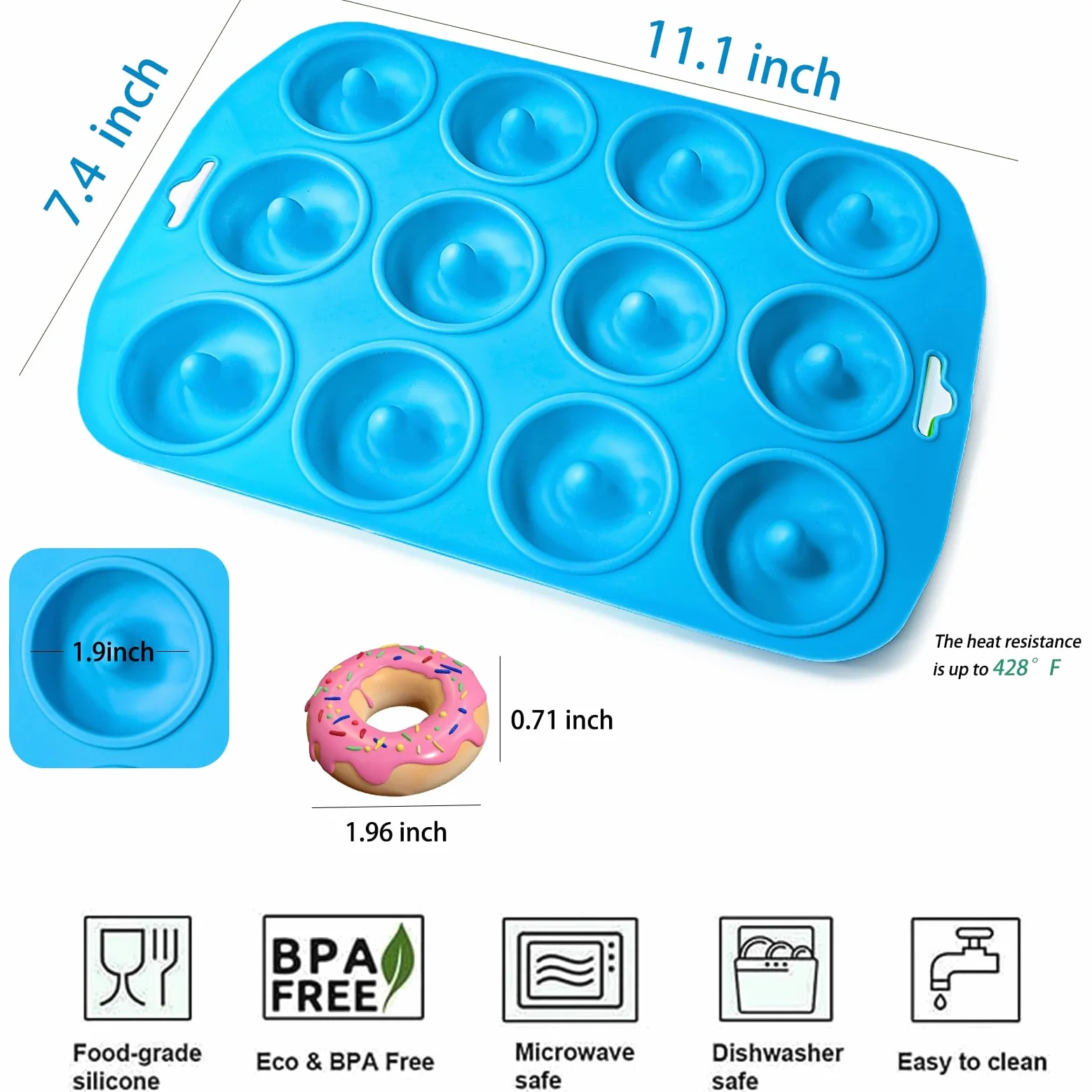 Moldes de silicona para donuts, mini moldes de silicona para hornear donuts sabrosos, bagels, tartas y más