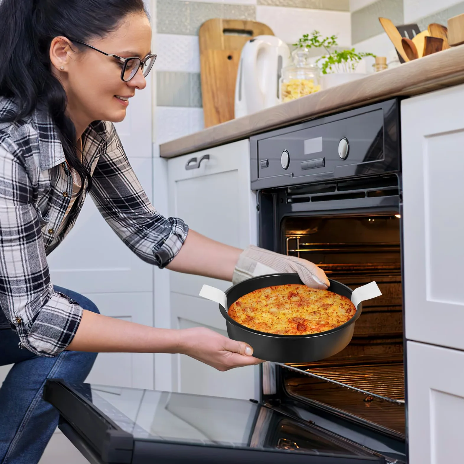 Zerodeko 3 Moldes Redondos para Hornear Pasteles de Acero al Carbono con Papel de Pergamino, Antiadherentes y Fáciles de Usar para Diversas Situaciones de Repostería