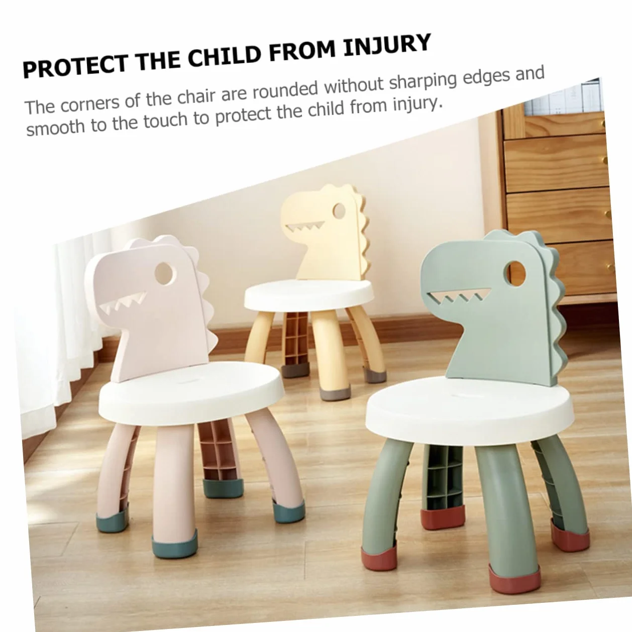 Silla Infantil Respaldo Anticaídas, Taburete para Niños Pequeños, Diseño de Dinosaurio, PP y PVC para Asiento Infantil
