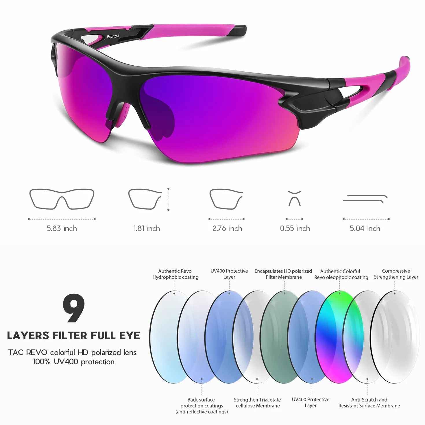 BEACOOL Gafas Ciclismo Polarizadas Protección UV Deportivas Hombre Mujer