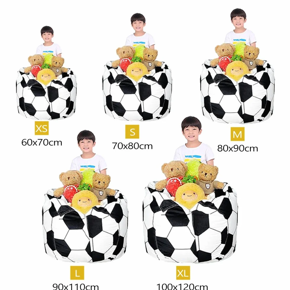 Highdi Funda de Puff sin Relleno Bolsa de Frijoles, Bean Bag Puf Protector de Sofás, para Adulto y Infantil Bean Bag para los Amantes del Fútbol Silla de Salón Infantiles (100x120cm,Fútbol)