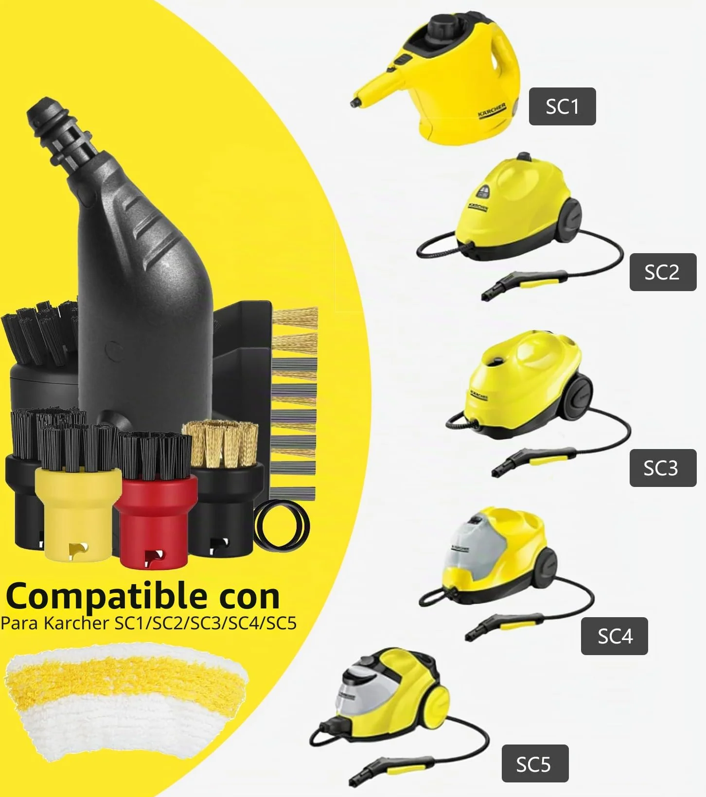 14 piezas para limpiador de vapor Karcher SC1 SC3 SC5 SC4 SC2 accesorios, para accesorios Karcher SC1 SC3 SC5 SC4 SC2 juego de piezas de repuesto, incluye boquilla alargada, boquilla curvada