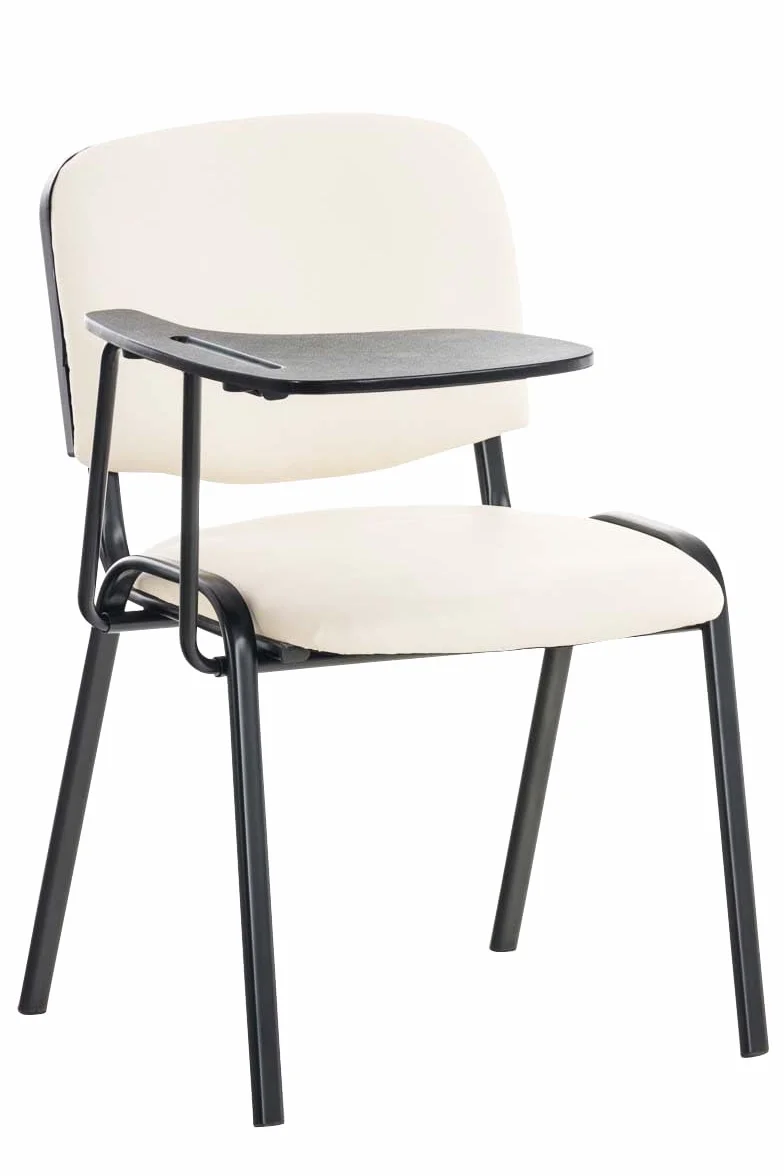 CLP Silla Confidente Ken con Brazo Extensible para Escritura I Silla para Academias con Pala Flexible para Apuntes I Silla de Conferencia Tapiza, Color:Crema