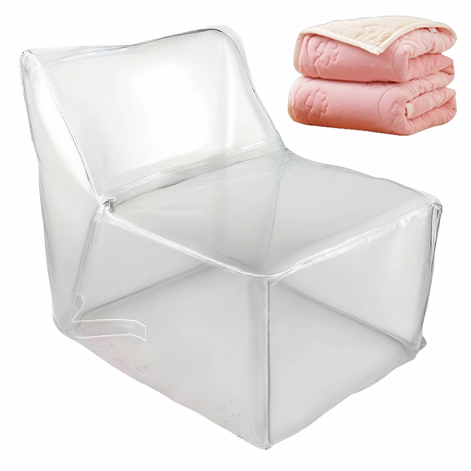 Saco De Almacenamiento Para Peluches,Funda de Sofá Puff Grande Transparente para Niños - Funda Impermeable de Peluche para Sofá Cama Dormitorio Decoración Relax Lectura Juegos