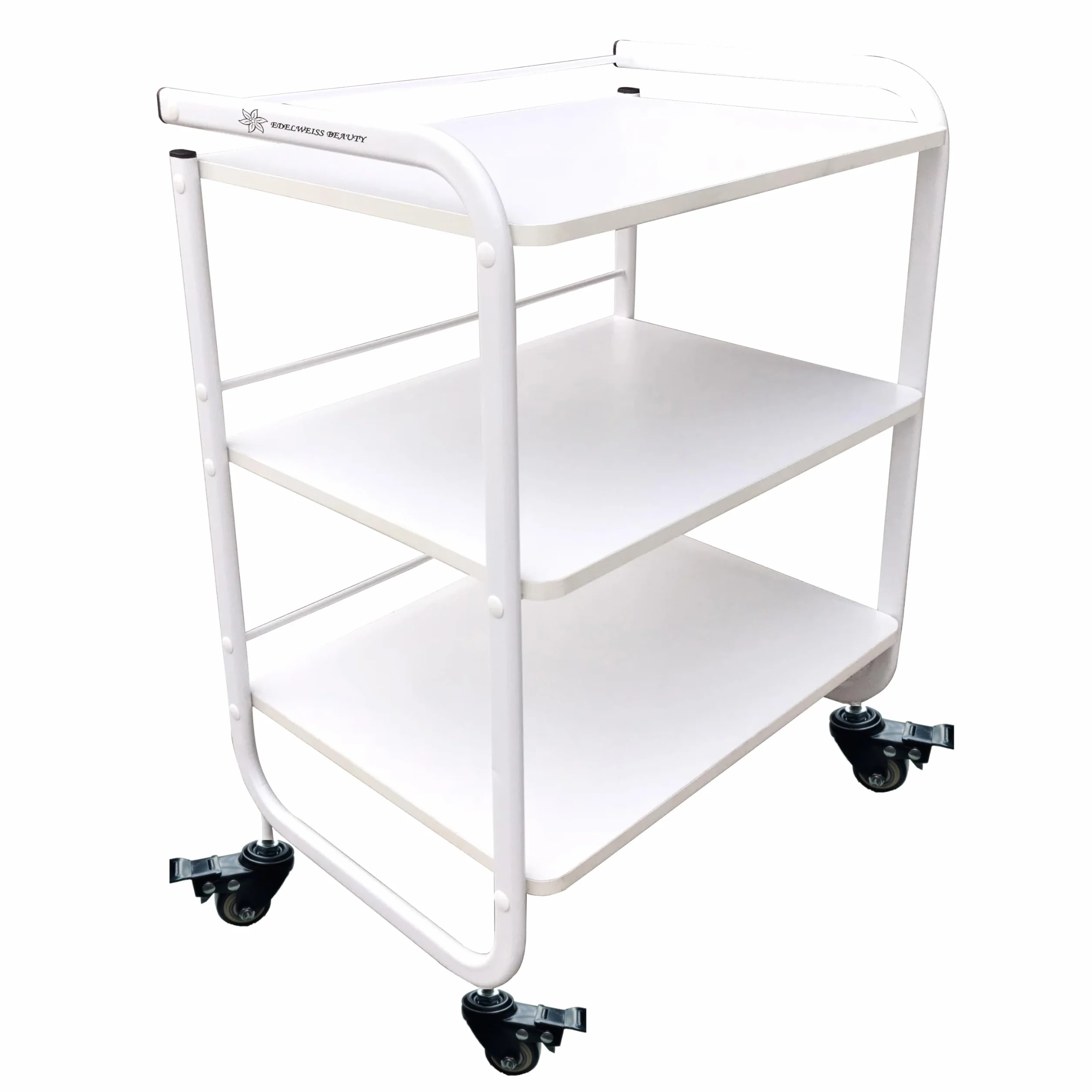 Carrito Auxiliar Multiusos de Madera 3 Niveles con Ruedas Giratorias para Oficina, Casa, SPA y Peluquería (60x43x83cm)