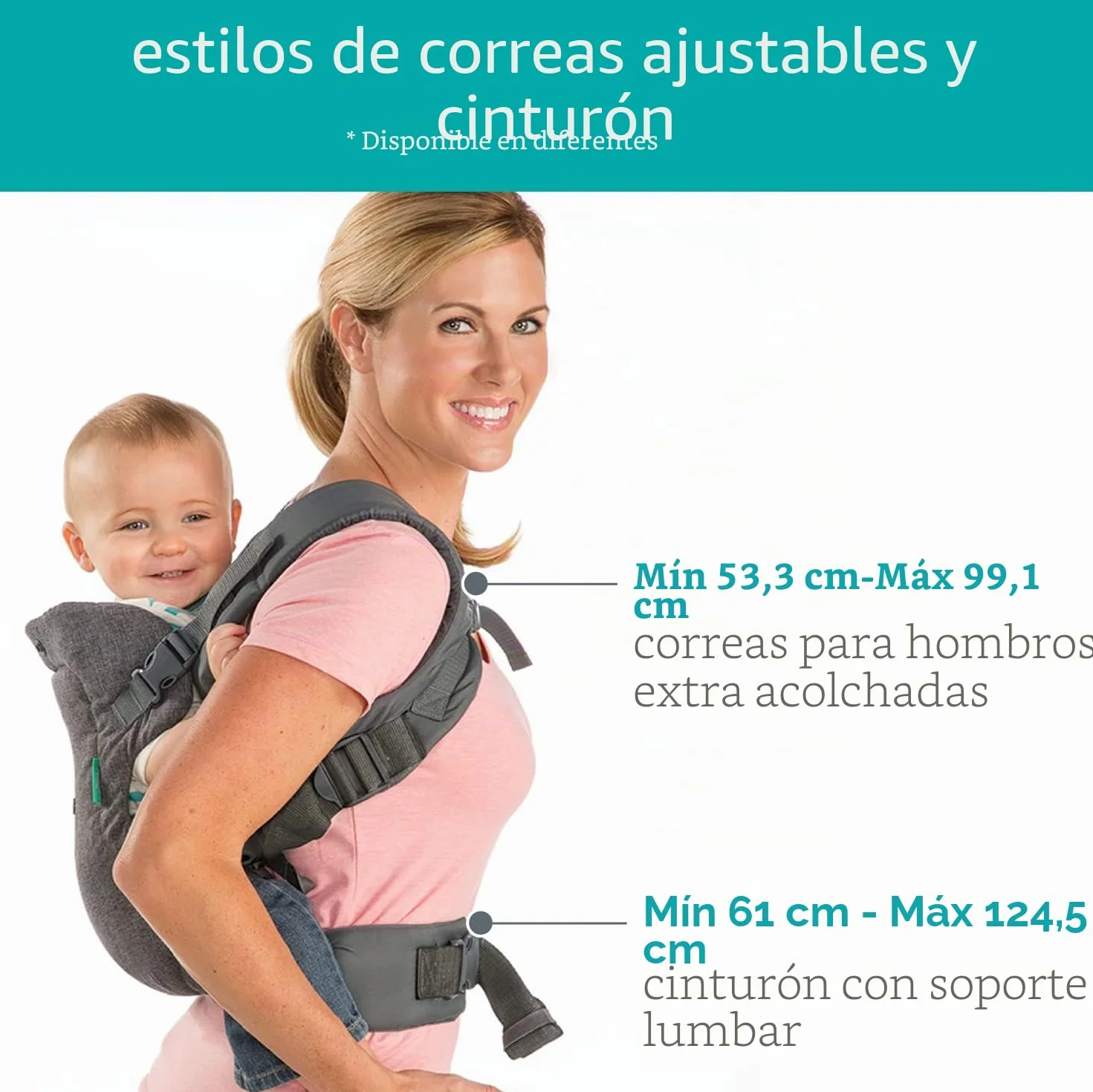 Infantino Mochila Portabebé Flip Advanced 4-en-1 Ergonómica Convertible Gris 3,6-14,5 kg