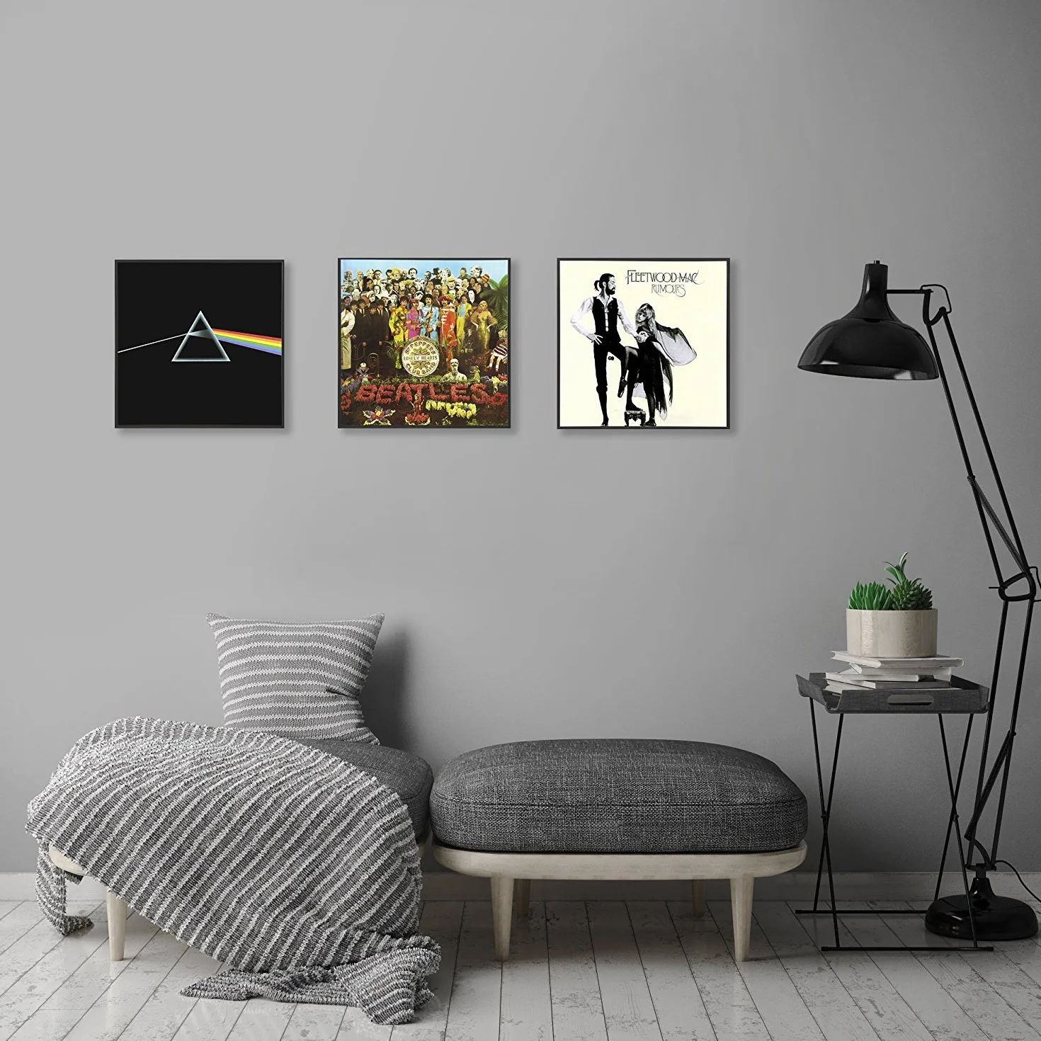 Americanflat Marco para Álbum de Vinilo 32x32 cm para Decoración - Marco de Aluminio Negro con Cubierta de Plástico Resistente y Montaje en Pared