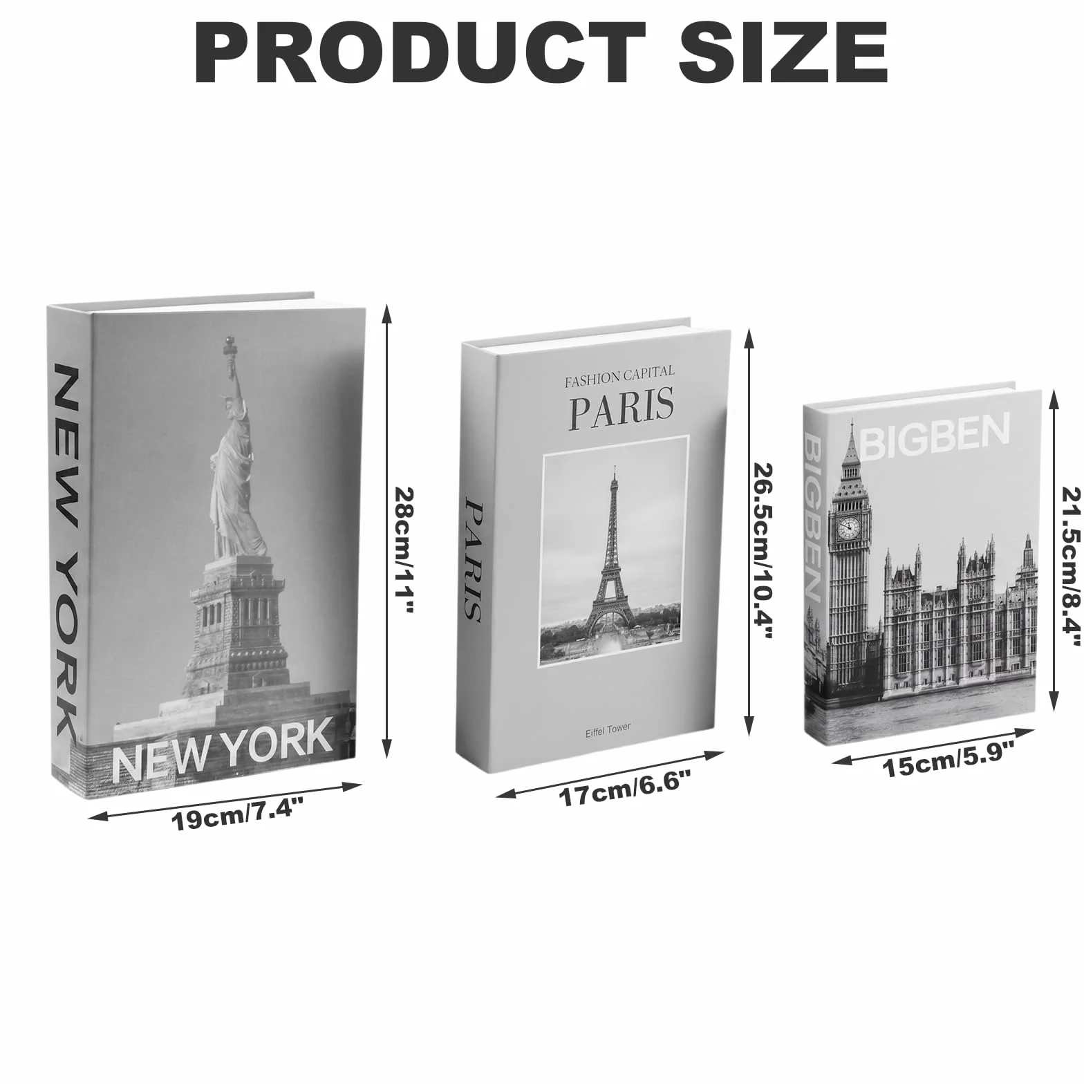 Nivofu 3 Piezas Caja de Libro Falso Decorativo, Decoración Hogar Moderno para Mesa de Centro, Estantería y Salón