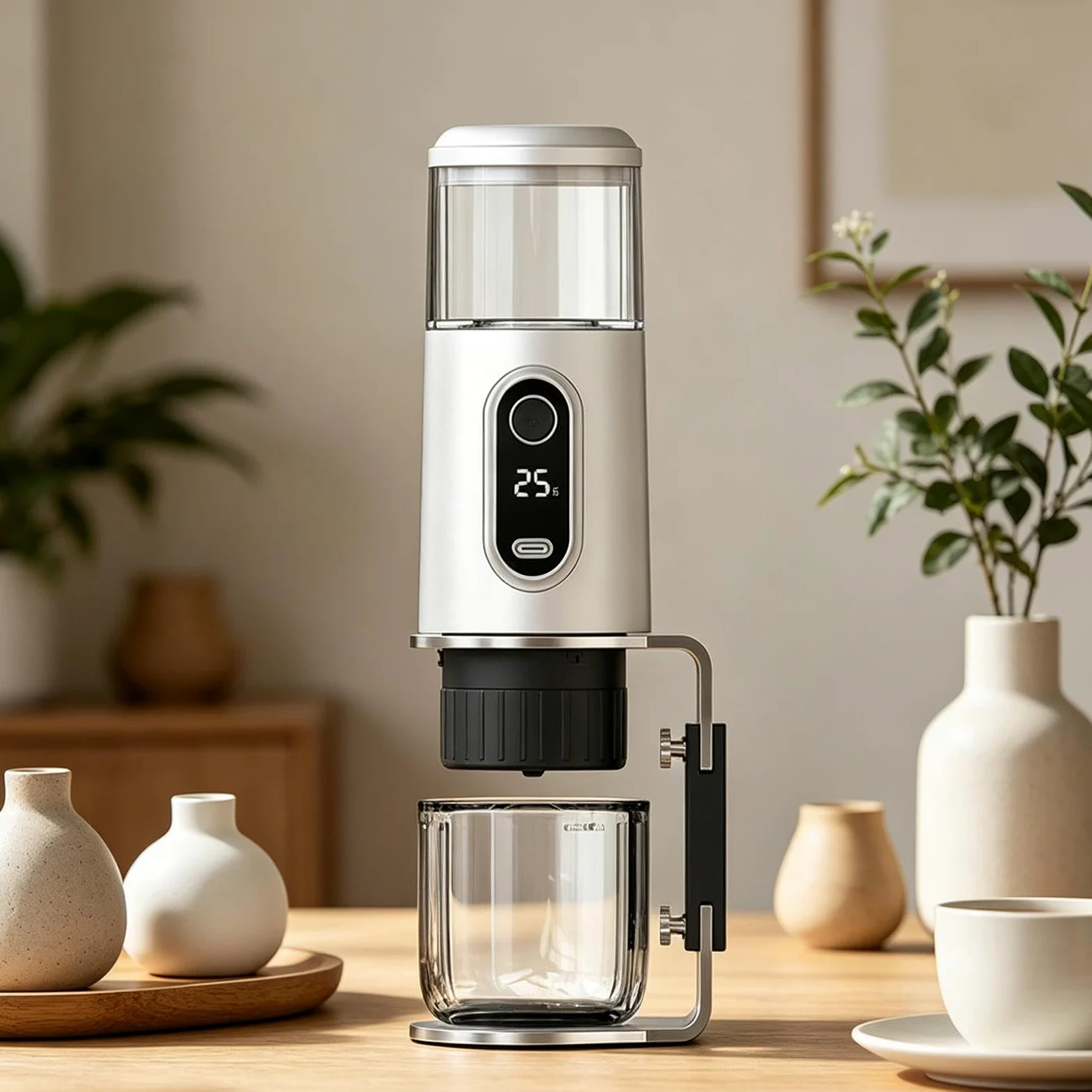 Cafetera Espresso Eléctrica Portátil, Mini Cafetera Compacta, Recargable E Inalámbrica, Ideal para Viajes, con Bomba de 19 Apta para Camping, O, Blanco, Individual