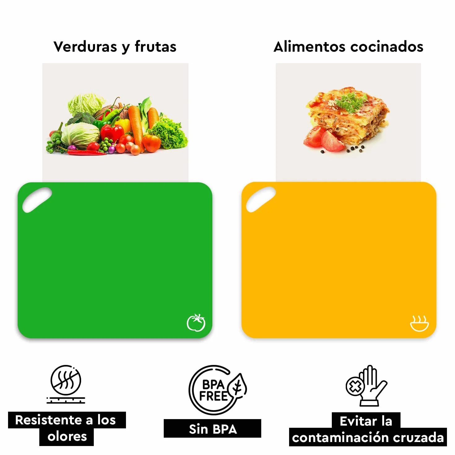 Axer 2x Tabla de Cortar Cocina Grande - Tabla Cortar Cocina Plastico Flexible - Tablas de Cocina BPA-Libre - Cutting Board Chopping Board Set