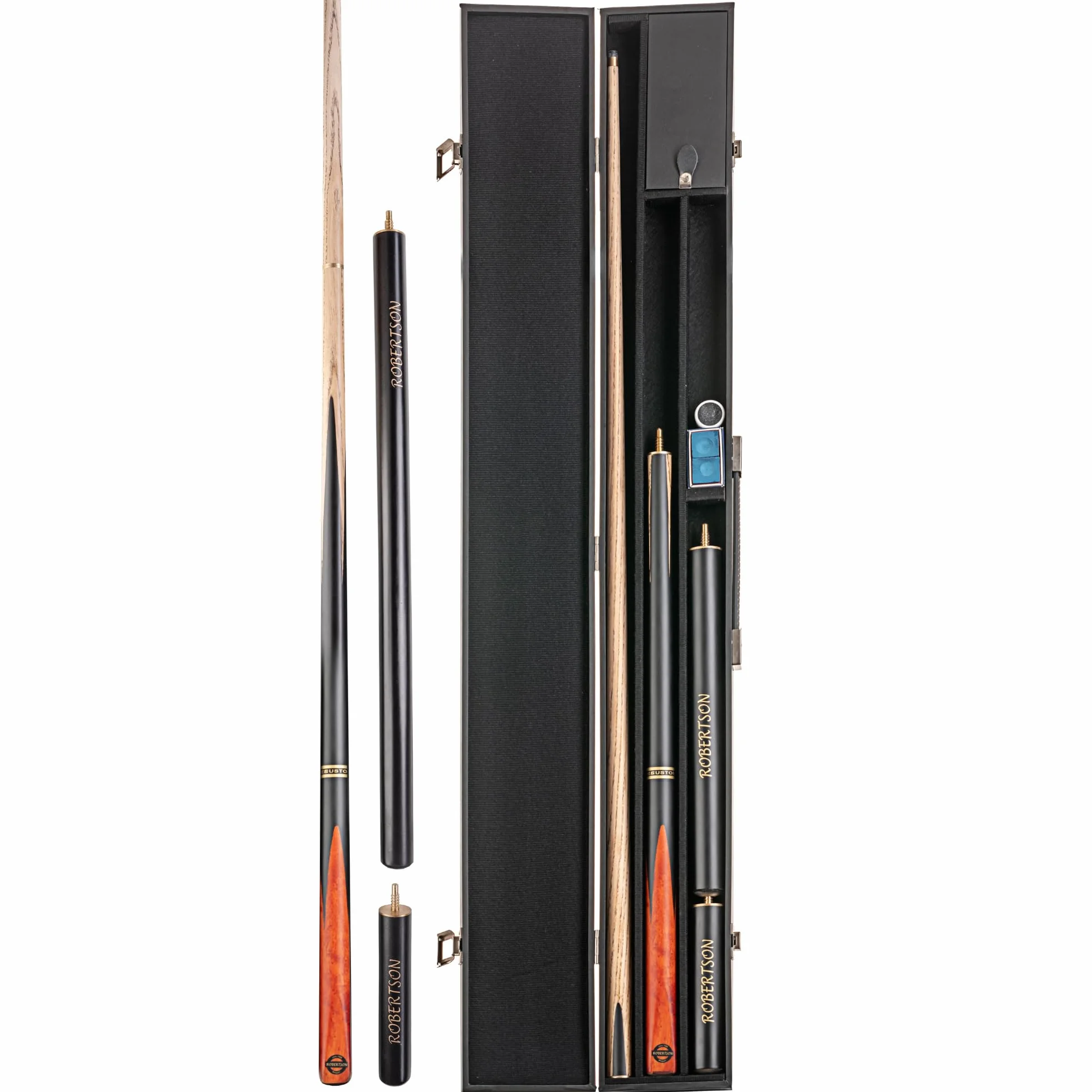 Robertson R-2 Taco de billar profesional 2 piezas con extensión madera de fresno punta 9 mm