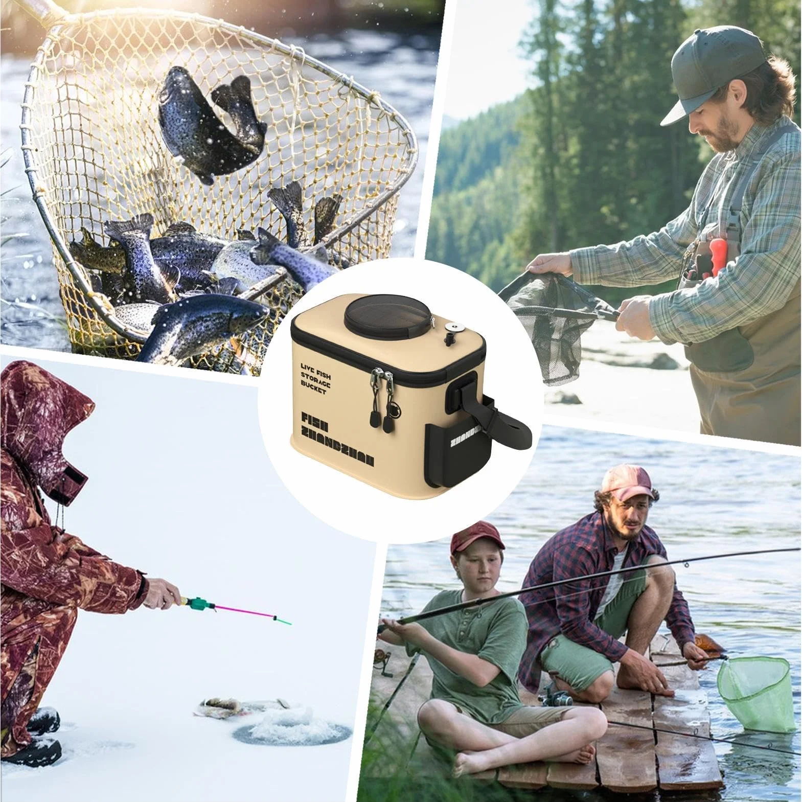 Cubo Plegable para Peces EVA Multifuncional para Lagos, Arroyos