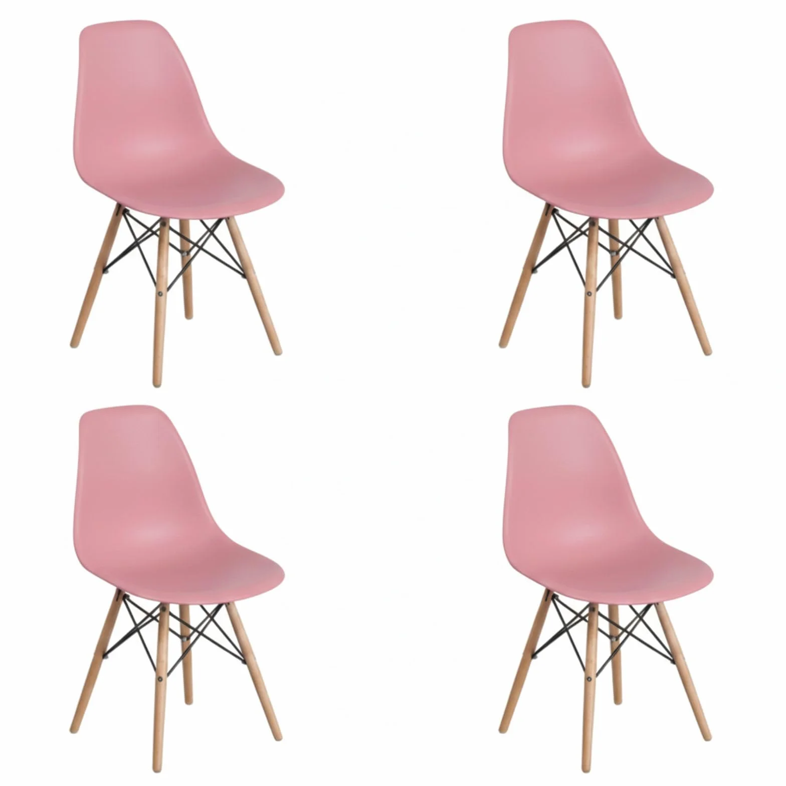 DASCK Silla Nórdica Escandinava, Patas de Haya Natural, Polipropileno Ergonómico, Carga Máx. 120 kg, para Comedor y Salón (Rosa)