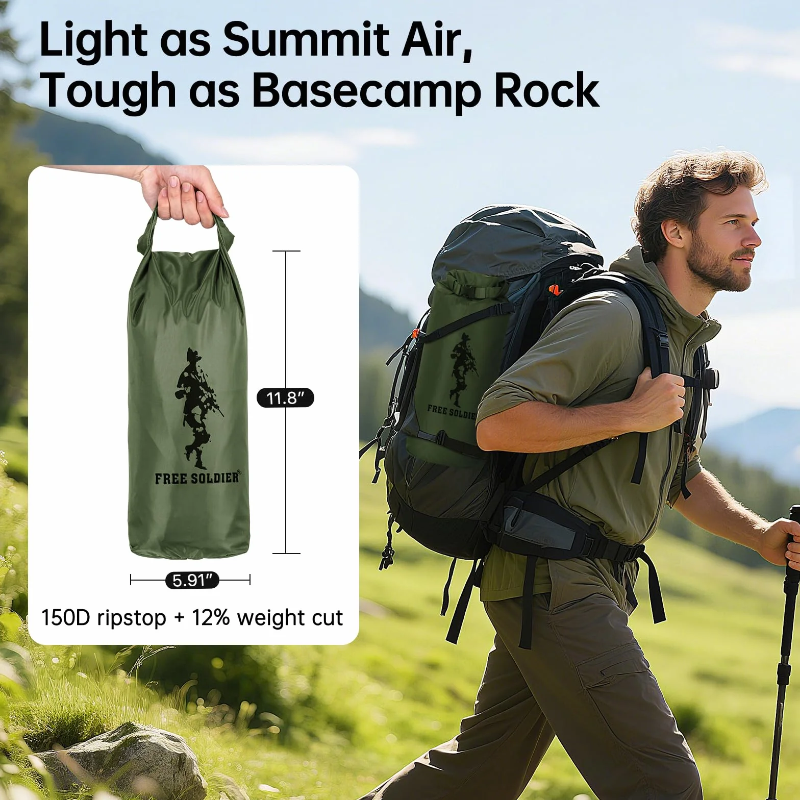 FREE SOLDIER Lona impermeable ultraligera protección UV 4x4 m camping senderismo