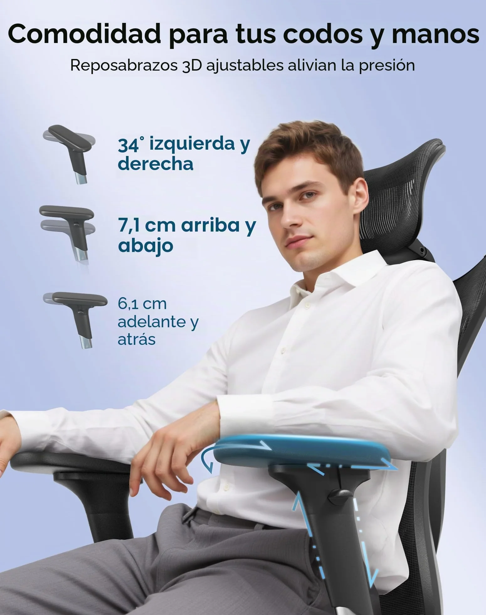 SIHOO Silla de Oficina ergonómica, Respaldo Alto, Asiento Trasero de Malla, Transpirable, reposabrazos 3D Ajustable y Soporte Lumbar, Base de Metal (Negro)