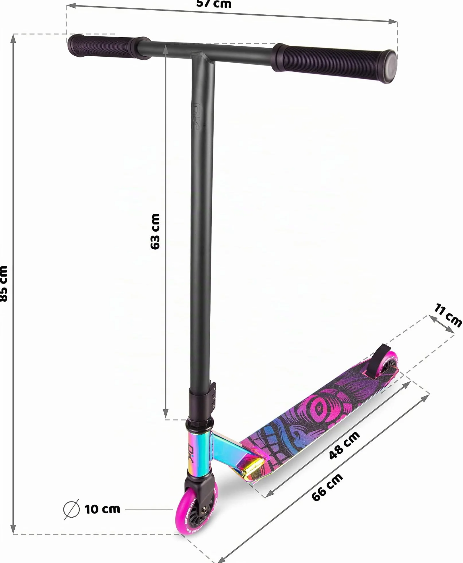 Soke Patinete Freestyle Trick Scooter 360° Manillar ABEC-9 Freno Flex Fender Black Neochrome Evo Street