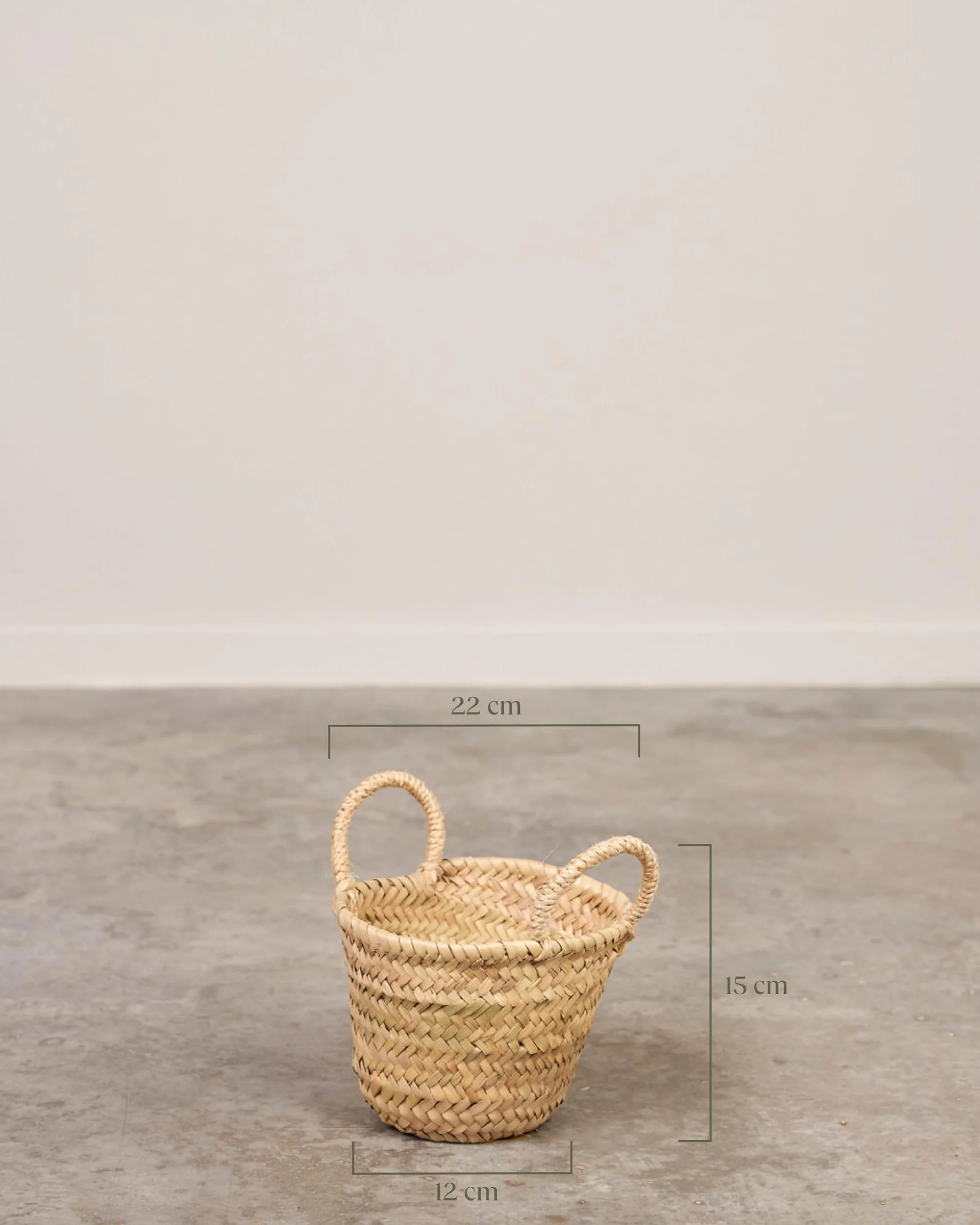 Cesteria Aparici Capazo de Palma Infantil con asa corta de pita Cesto base redonda mimbre fibras naturales 23 x 16 x 12 cm Pack de 2