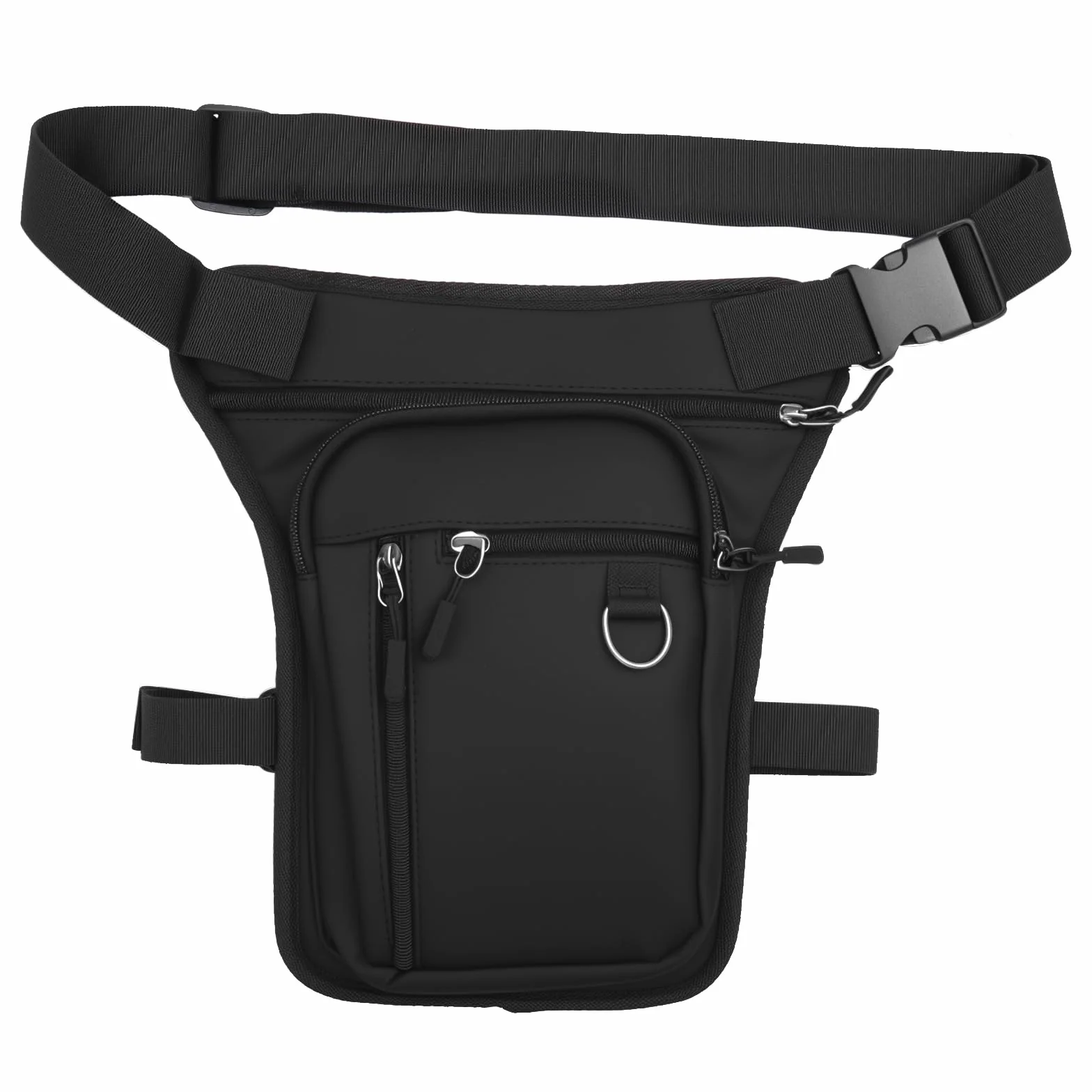 Riñonera Negra Impermeable Moto Bolsa Pierna Ajustable Multiusos para Acampada Senderismo Ciclismo Running