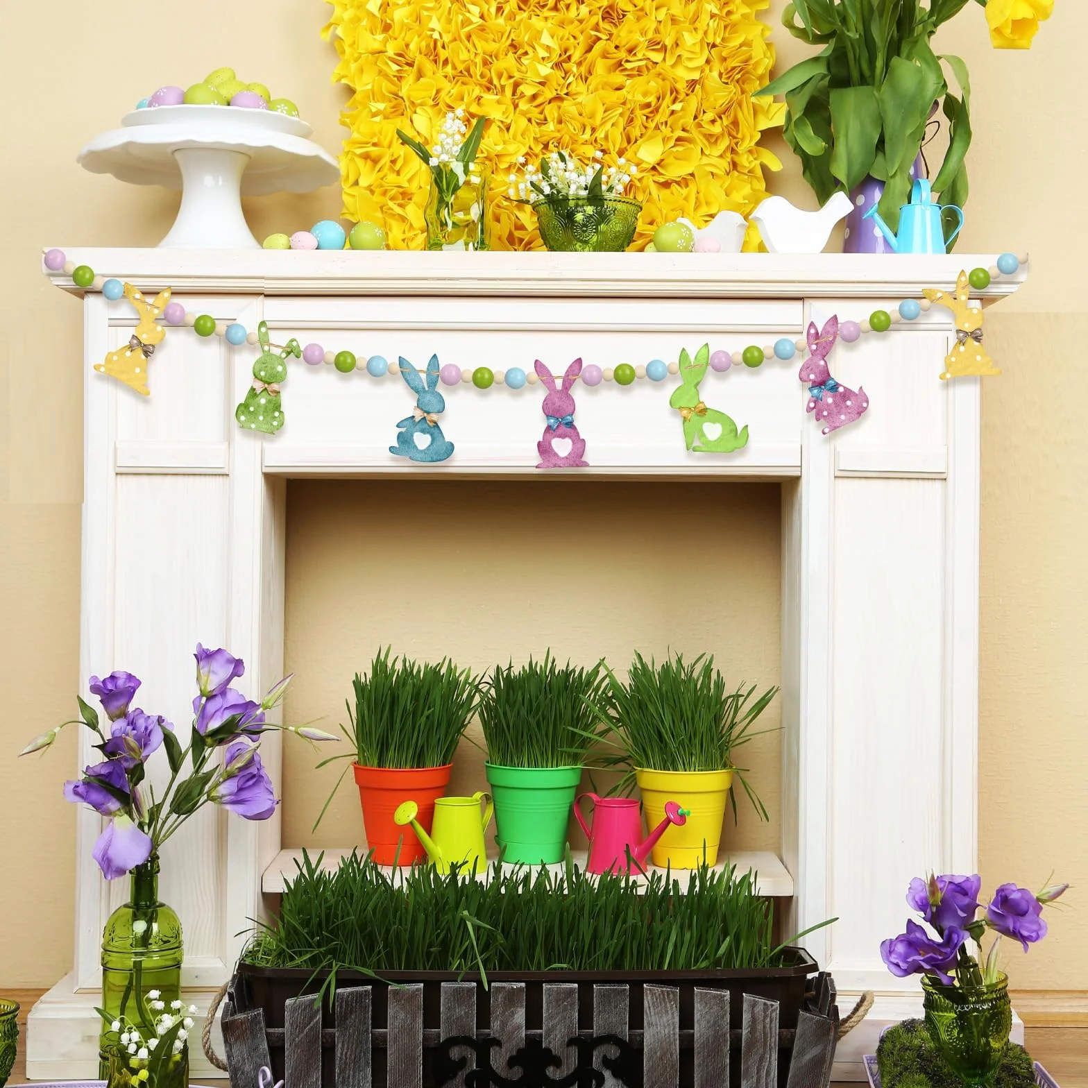 Guirnalda de Pascua, Pancarta de Pascua, Decoracion Primavera, Easter Decorations, Decoraciones Festivas Reutilizables, Patrón Doble Cara