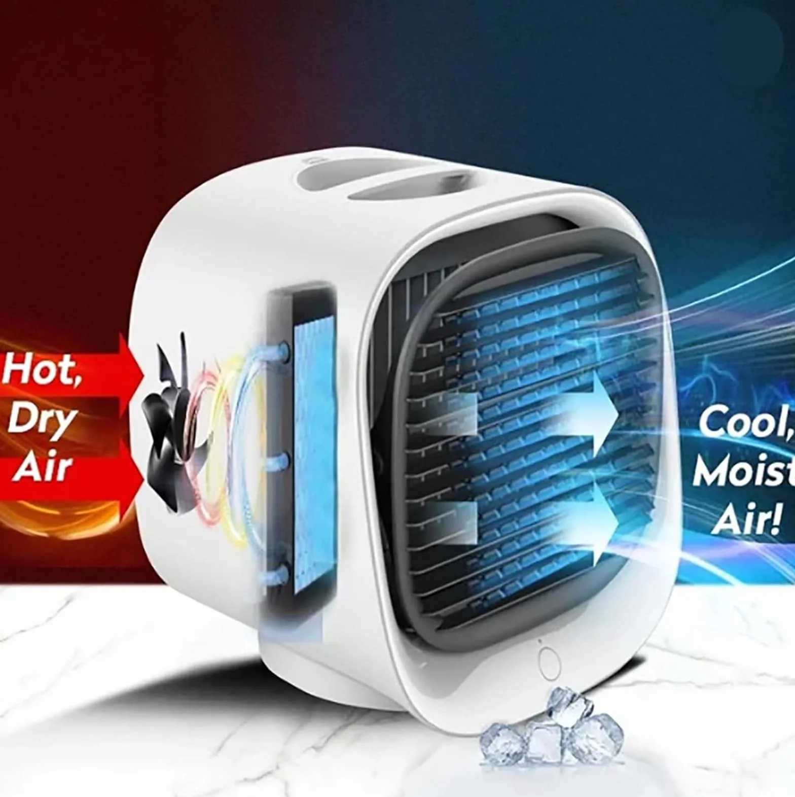 Oribreeze - Aire acondicionado, enfriador de aire Oribreeze, aire acondicionado portátil, enfriador de aire evaporativo para el hogar, oficina, dormitorio (blanco)