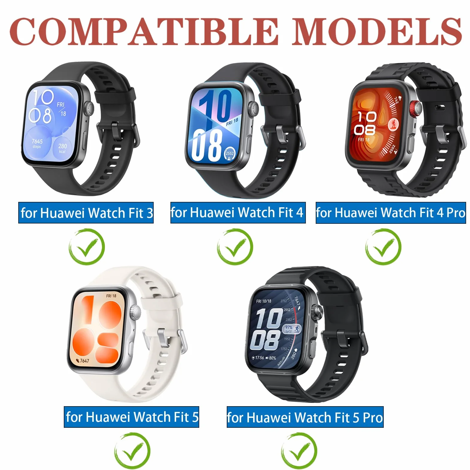 Pulsera Compatible para Huawei Watch Fit 5/5 Pro / 4/4 Pro / 3 Correa Silicona Repuesto Mujer Hombre Recambio Sport Band