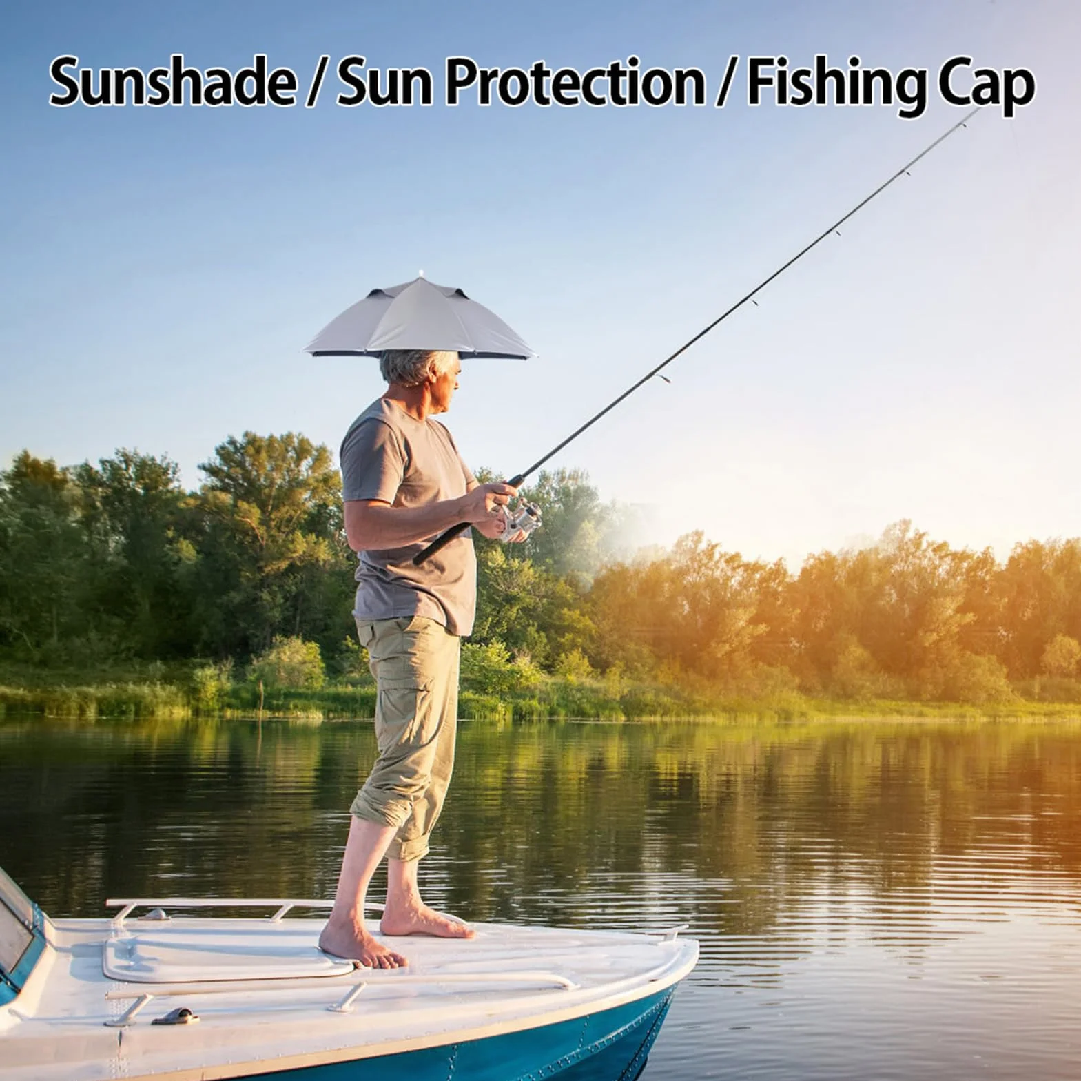 BuyWeek Sombrilla Sombrero Plegable 65 cm Resistente al Agua Protección Solar Paraguas de Pesca