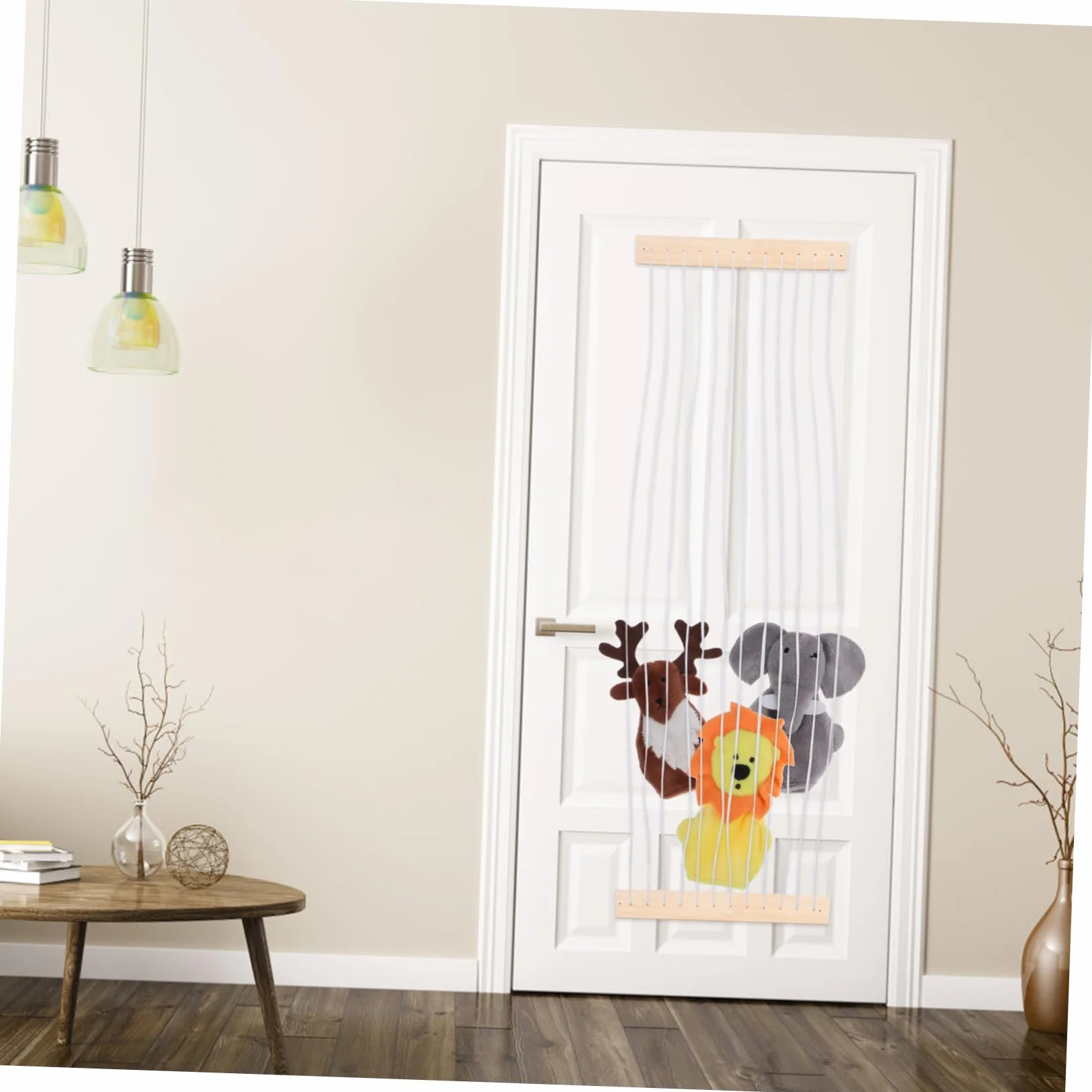Organizador de Almacenamiento para Peluches Ajustable Estante Colgante Beige Multifuncional