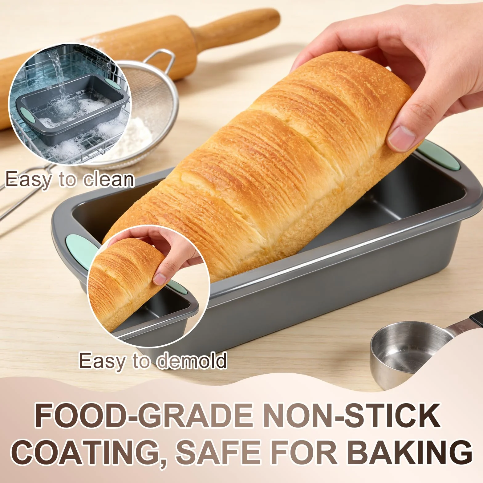 2 Piezas Molde Silicona Bizcocho, Moldes de Silicona para Hornear Pan, Moldes Silicona Reposteria Rectangular Antiadherente, Molde Bizcocho Horno Libre de BPA para Freidora de Aire 28 x 15 x 6.5 cm