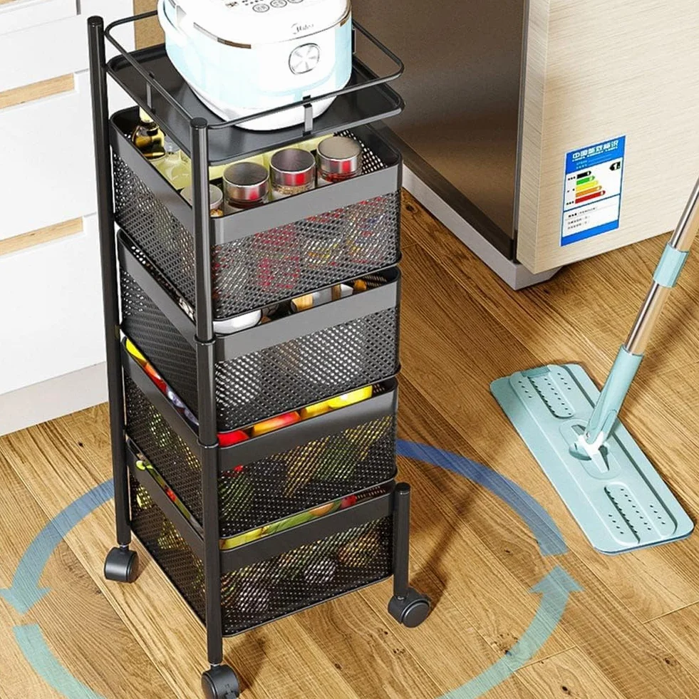 All Home Basics Carrito Auxiliar con Ruedas - Carrito Cocina Gran Capacidad - Carro Cocina - Verdulero Cocina - Fruteros de Cocina - Carrito de Cocina - Carrito baño - Carrito Verdulero para Cocina