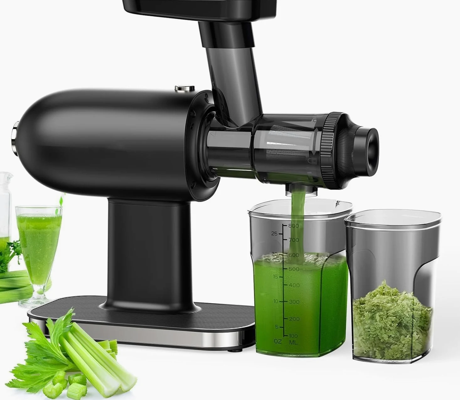 Exprimidor de masticación lenta, tecnología de prensado en frío para una máxima extracción de nutrientes, función antiobstrucción, fácil de limpiar
