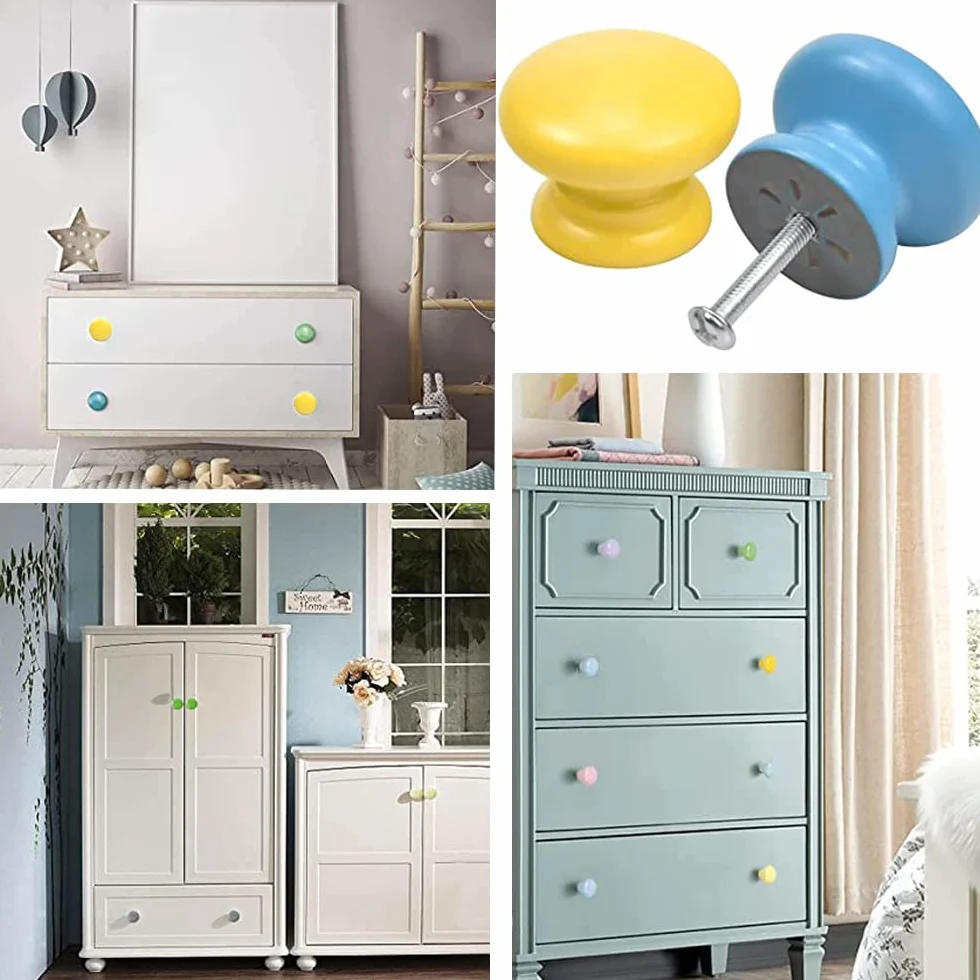 Achengqi 6 Piezas Pomo de Armario Redondo Cajón Vistoso Pomos Pomo Puerta Armario Decorativos Tiradores para Cajones Infantiles para Muebles para Gabinetes de Dormitorio de Niños Cajones