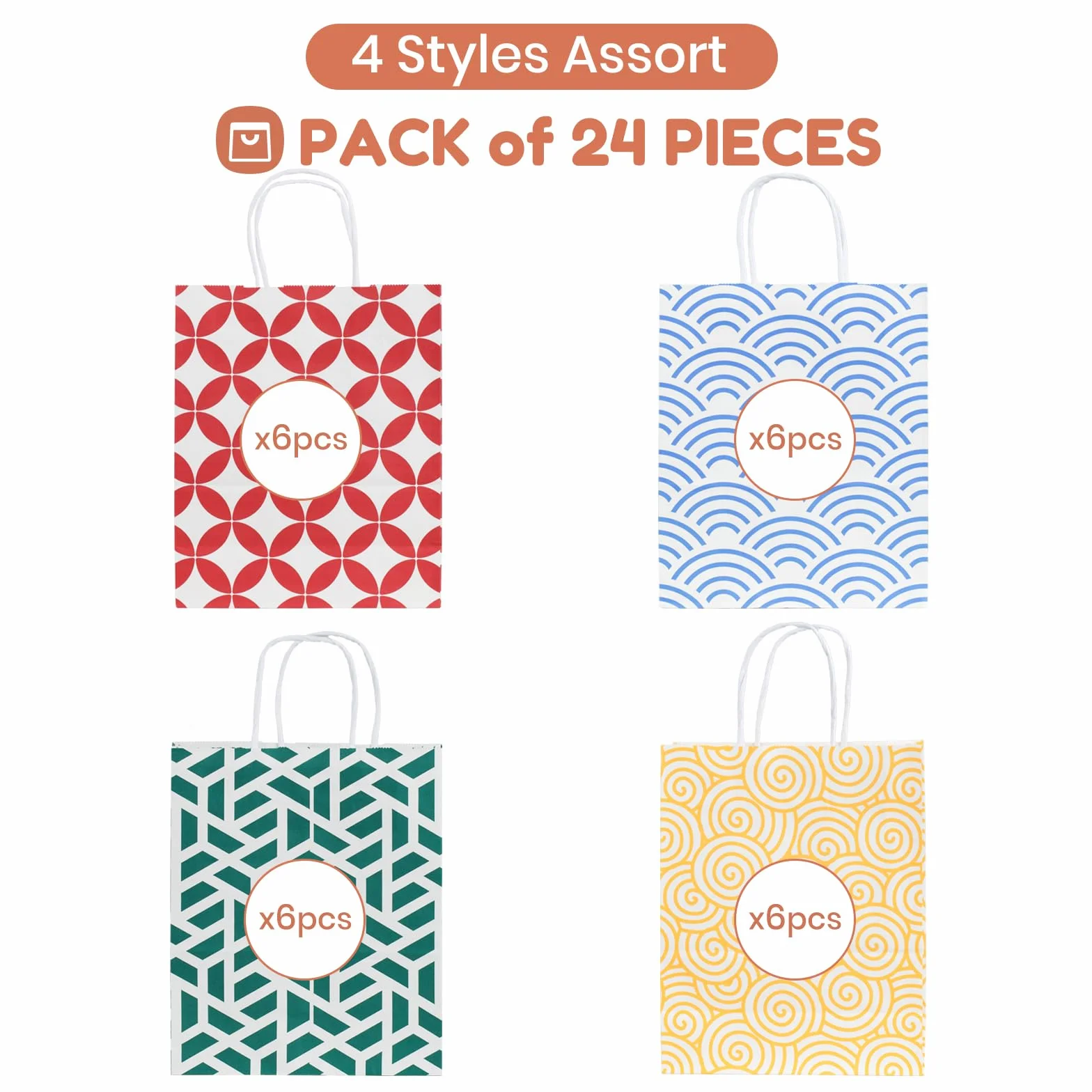 Parmedu Conjunto de Papel Regalo Colores Variados: 24 Bolsas de Regalo con Asas en Tamaño óptimo 21,5*10*26CM, Bolsas para llevar Engrosadas para Navidad, Festivales, Cumpleaños, Fiestas, Bodas, etc.