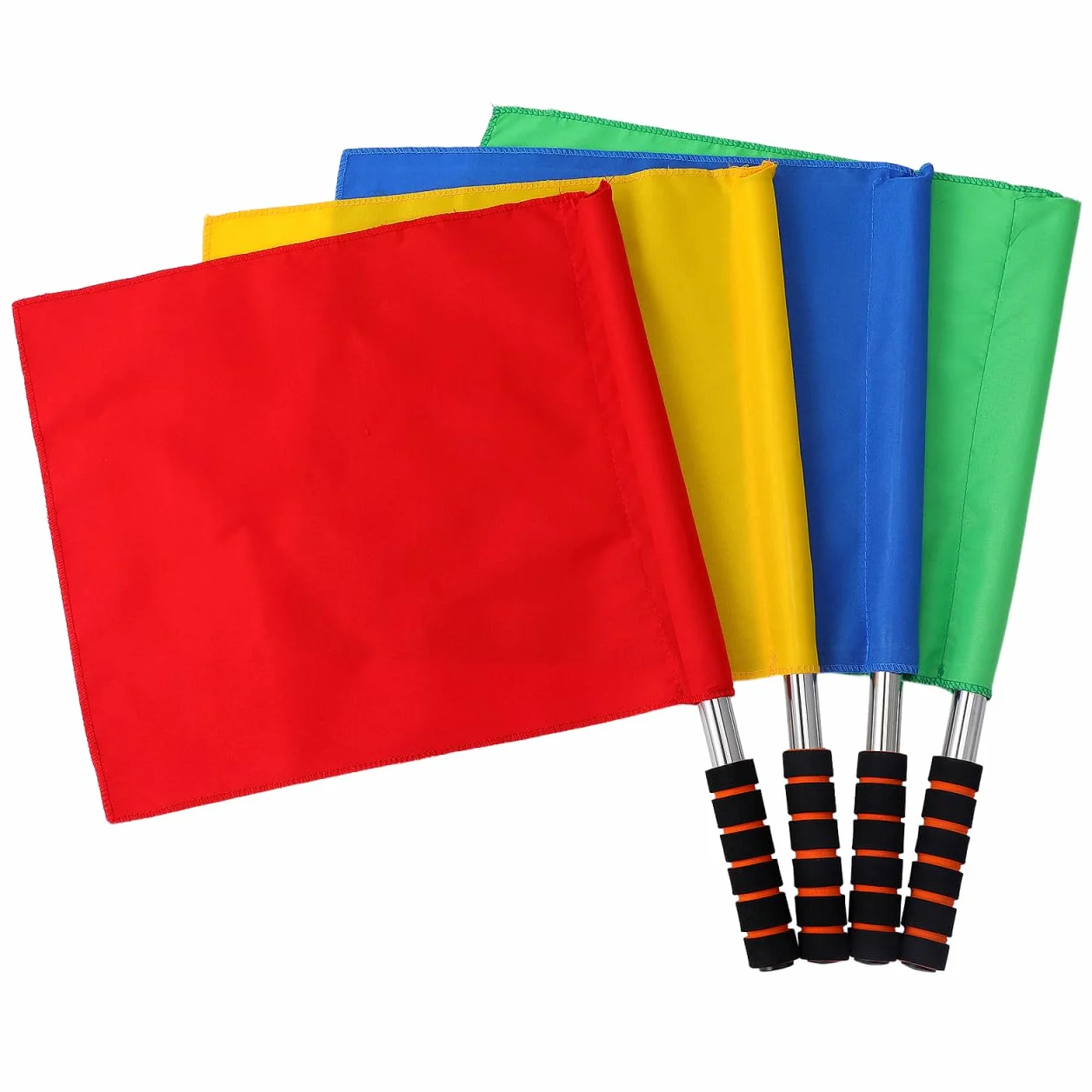 ORFOFE 4 banderas de señalización para árbitros con mango antideslizante rojo amarillo azul verde