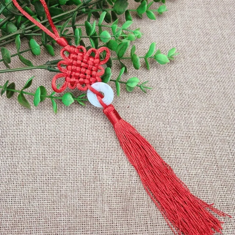 2 colgantes de borla de jade de la suerte con nudo chino rojo para suerte, riqueza, salud, éxito, regalos de Año Nuevo, decoración del hogar para amigos, familia, amante