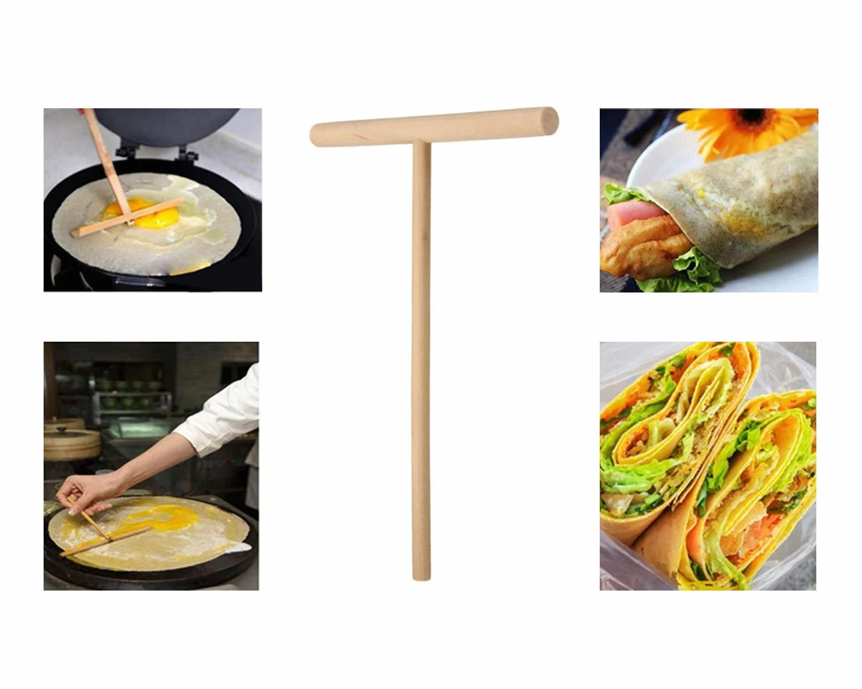Esparcidor de Rastrillo Crepas 2 Piezas 6.1 Pulgadas x 4.7 Pulgadas Herramienta de Madera en Forma de "T" para Crepas Fabricante de Crepas y Panqueques de Madera