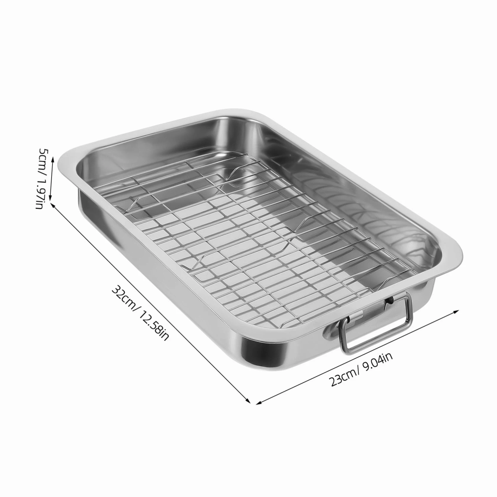Ciieeo Bandeja Para Hornear Con Rejilla Rectangular 33x23x5 Cm Acero Inoxidable Resistente Horno Cocina Multiusos Almacenamiento
