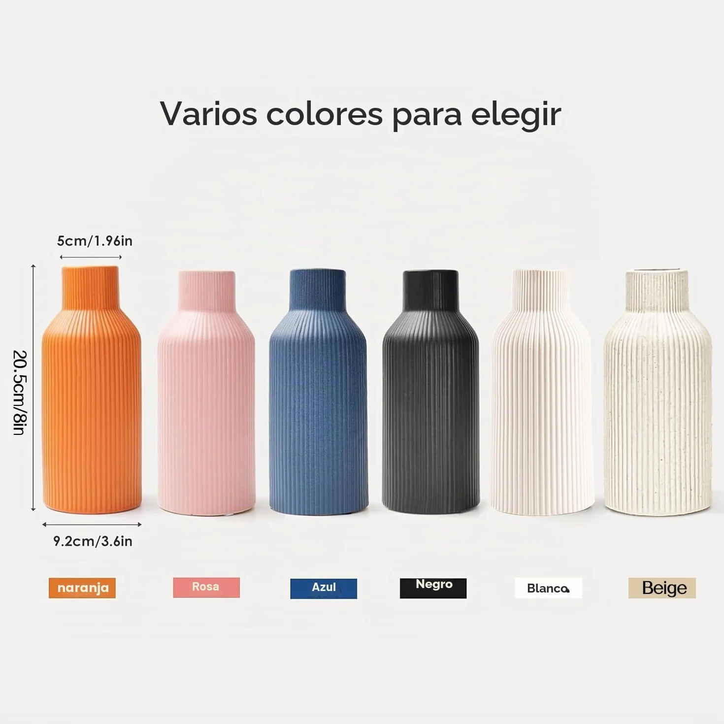 Jarrón para Hierba de Las Pampas, 20 cm, Cerámica Negro Mate, Redondo, Diseño Moderno, Bohemio para Decoración, Flores, Salón, Dormitorio (Beige)