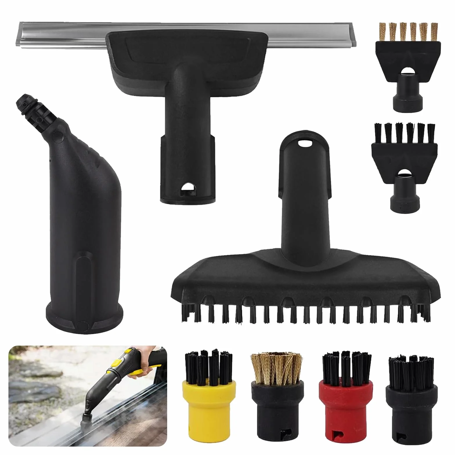 Repuestos Para Limpiadores A Vapor, 9PCS Accesorios Para Limpiador A Vapor Para Kärcher SC1 SC2 SC3 SC4 SC5 Boquilla Manual Cepillo Redondo Boquilla Cepillo Boquillas Eléctricas Para Kärcher